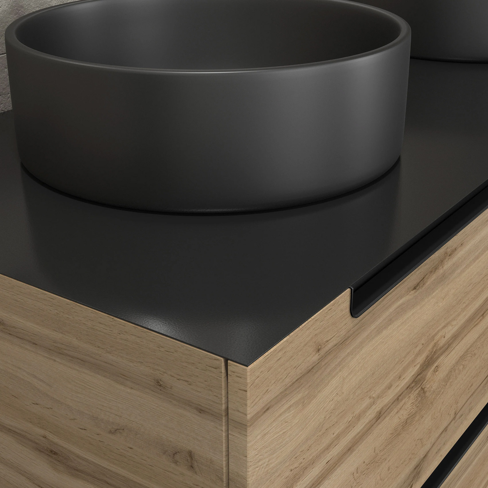 Meuble de salle de bains avec 2 vasques rondes et 2 miroirs ronds à led — vue 5