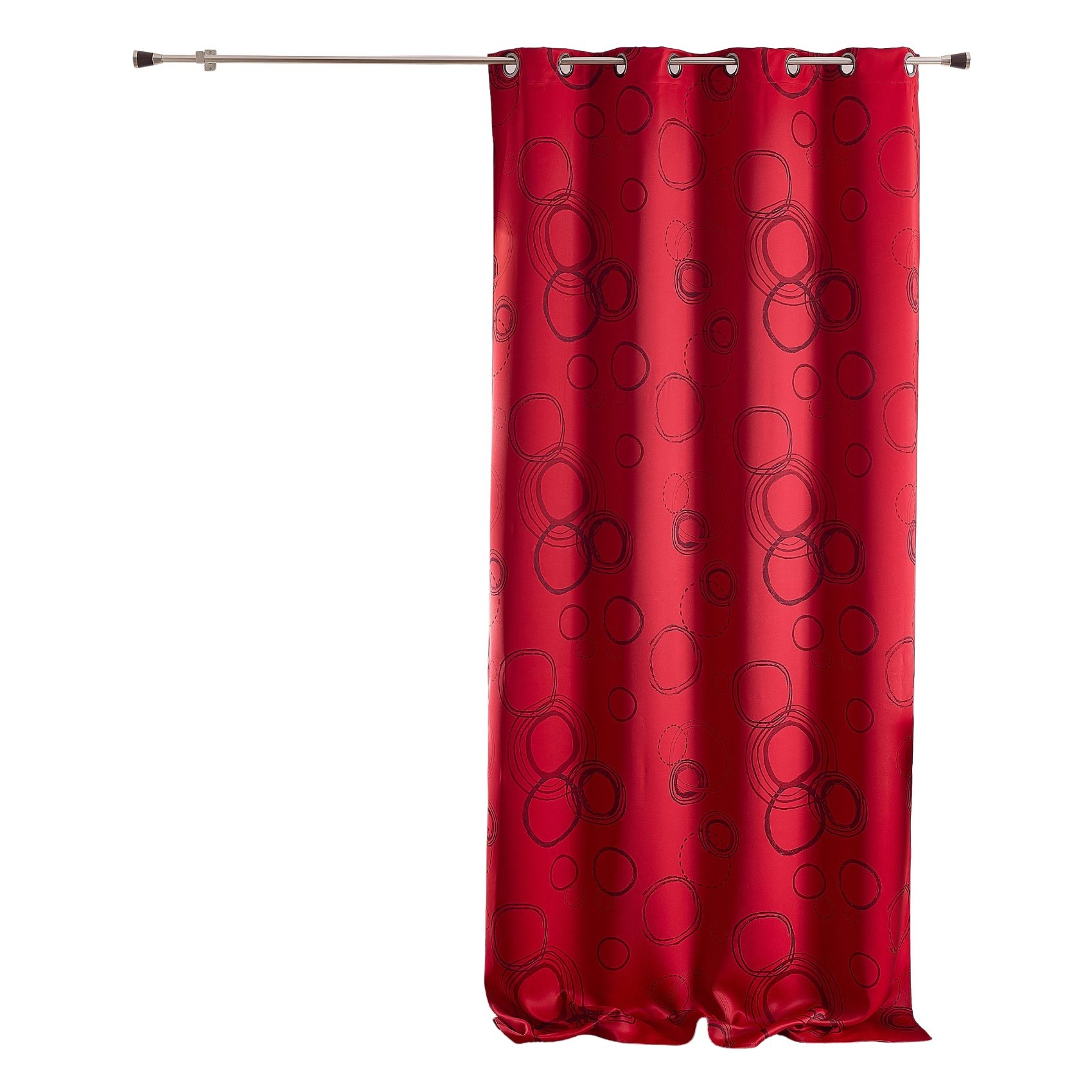 Rideau 100% Occultant Imprimé Cercles Rouge — vue 4
