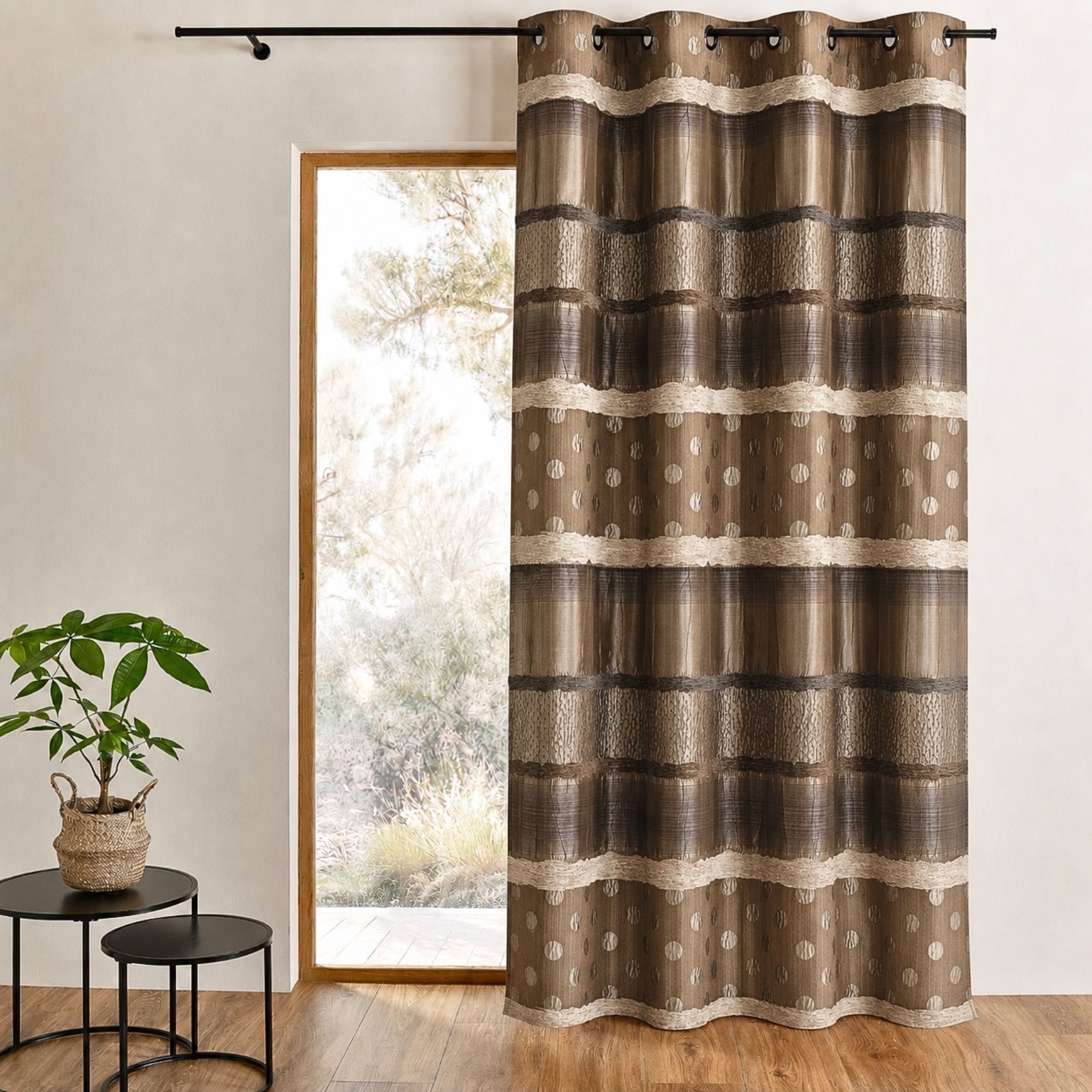 Rideau Jacquard Pois et Rayures