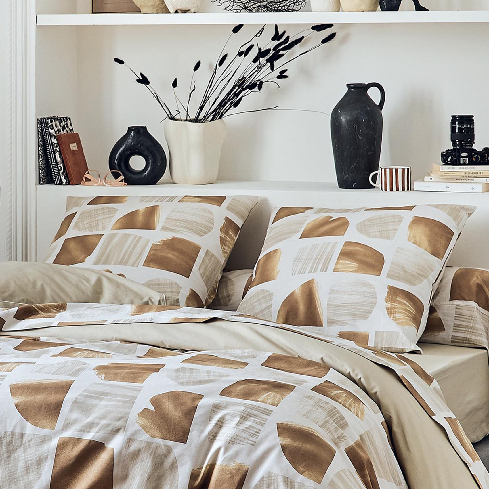 Parure de lit 3 pièces coton graphique housse + taies — vue 3