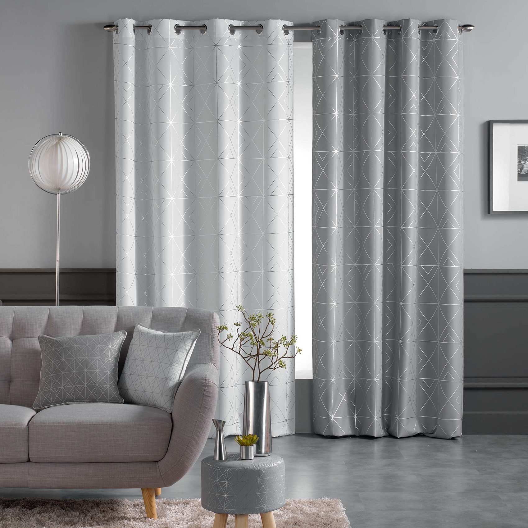 Rideau à oeillets imprimé métallisé — vue 4