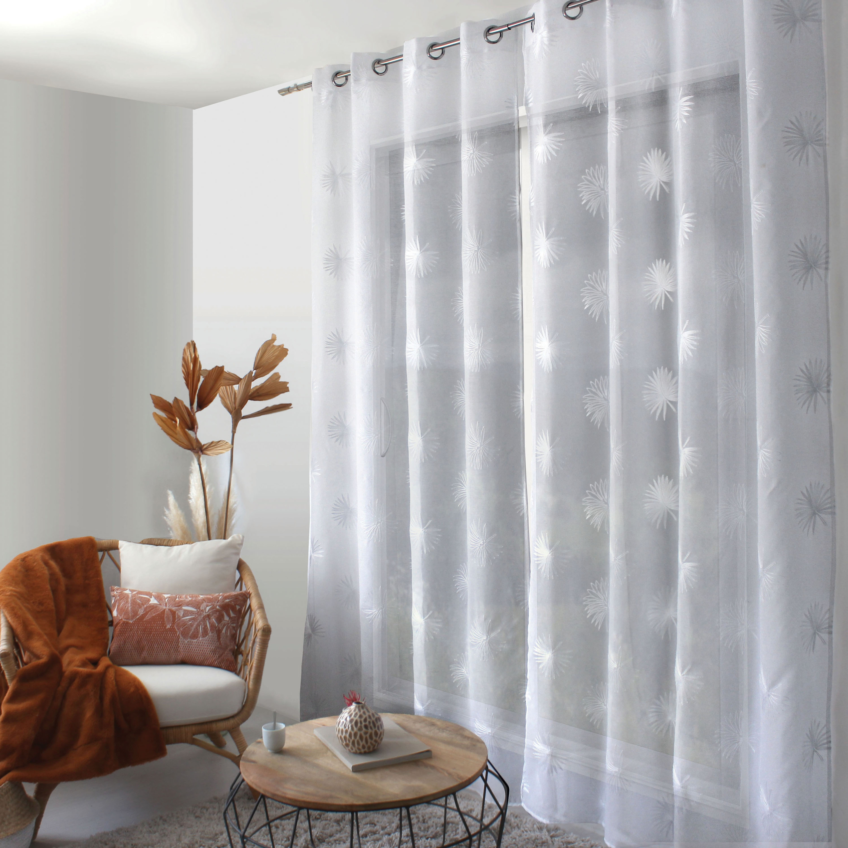 Voilage tamisant brodé  végétal — vue 5