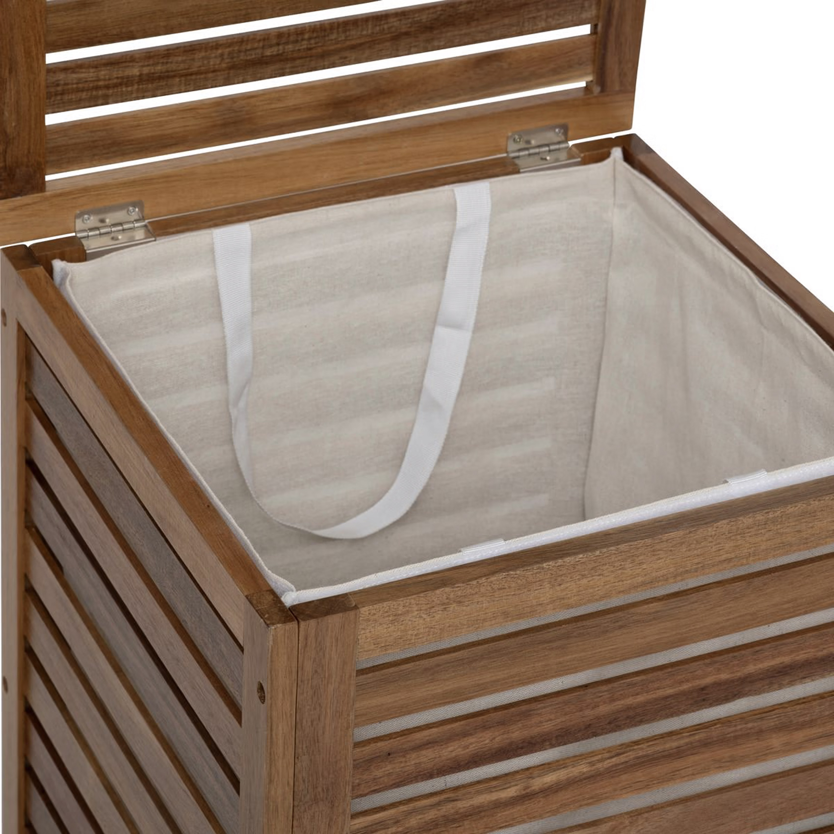 Panier à linge 65L en acacia — vue 6