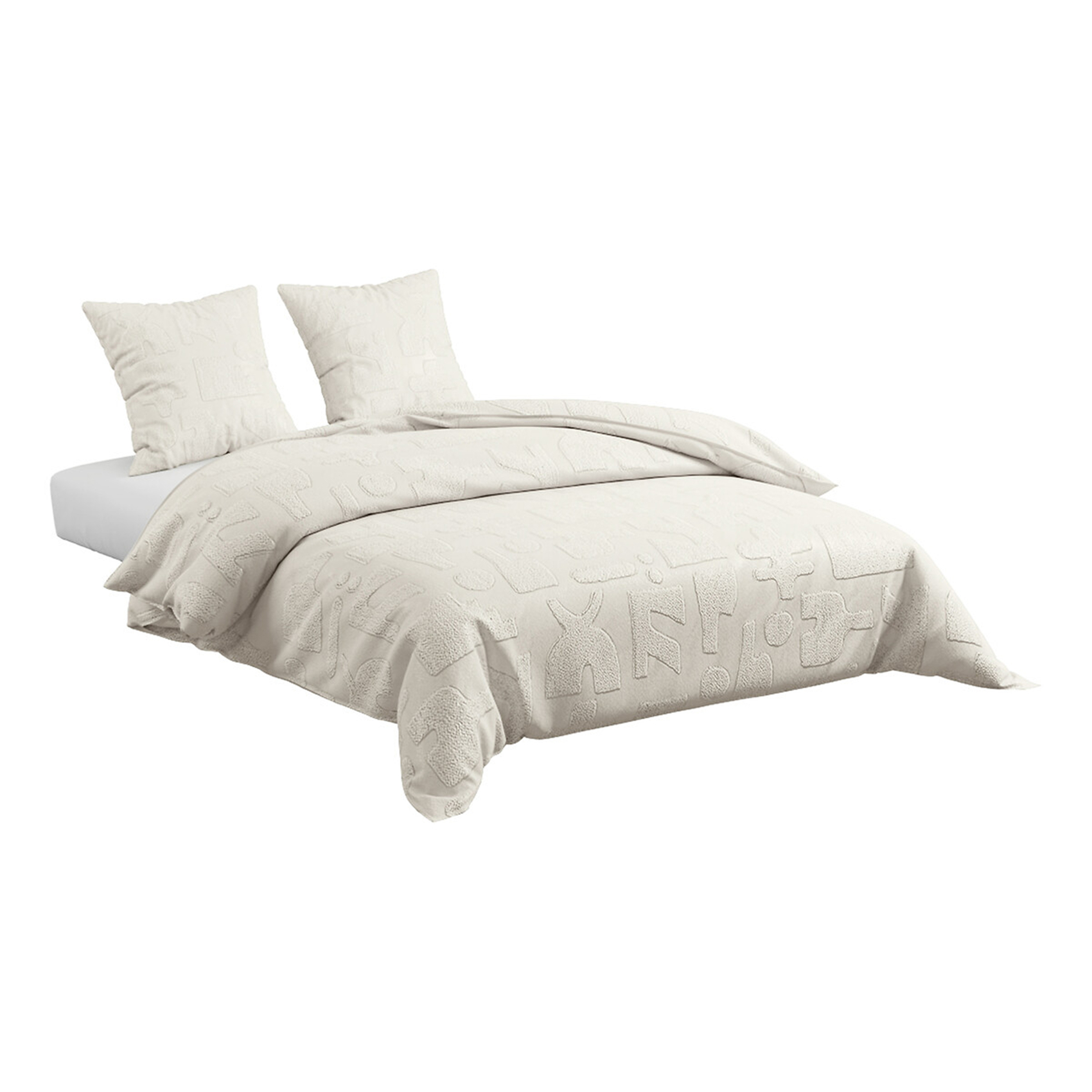 Parure de lit 3 pièces en microfibre lavée avec motifs tuftés — vue 5