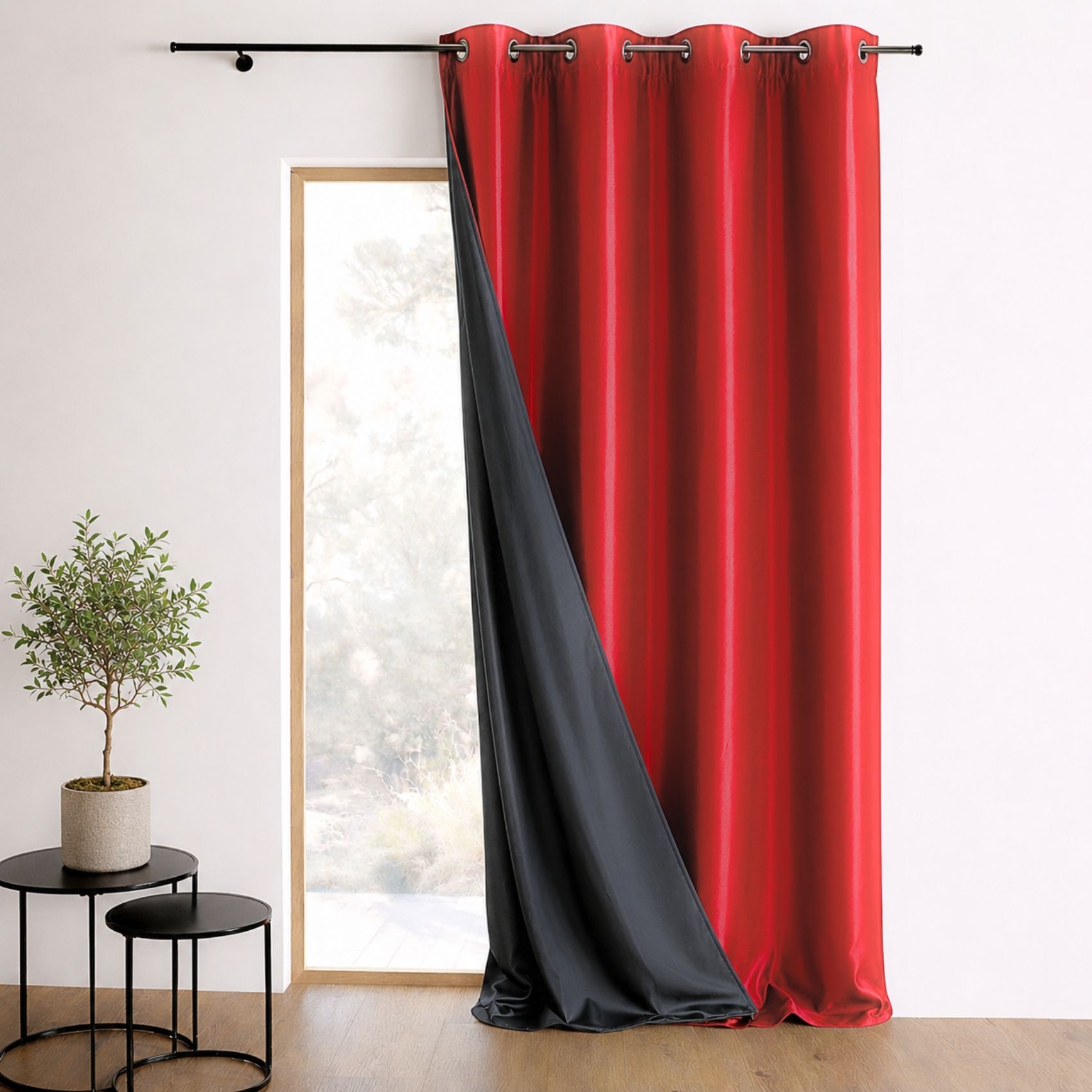 Rideau uni en shantung 100% occultant 3 couches