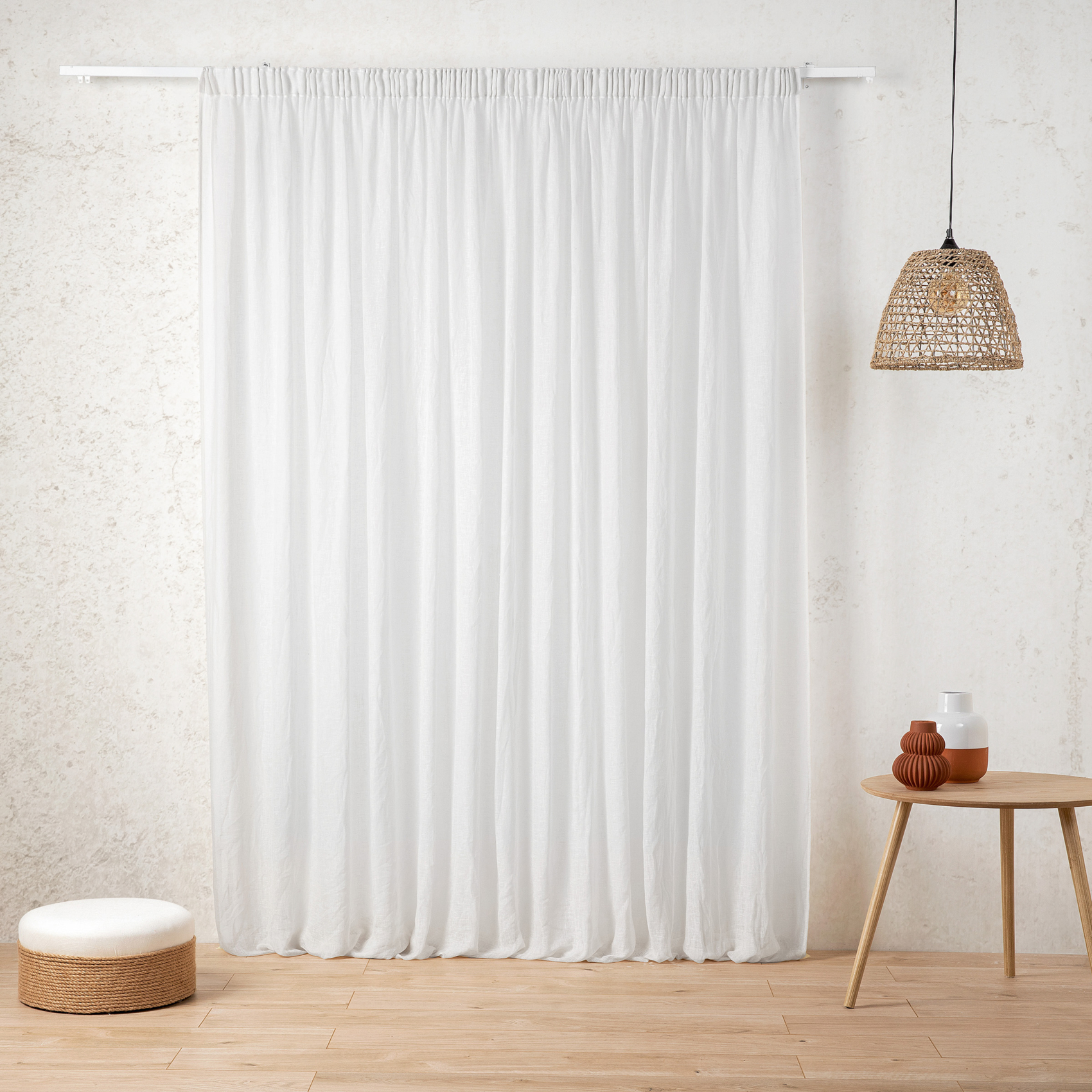 Voilage tamisant en gaze poly-lin à galon fronceur