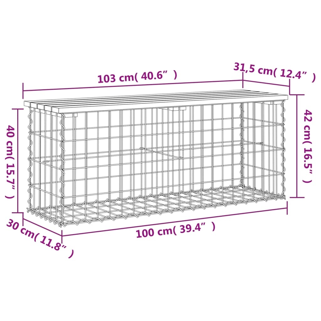 Banc de jardin gabion — vue 4
