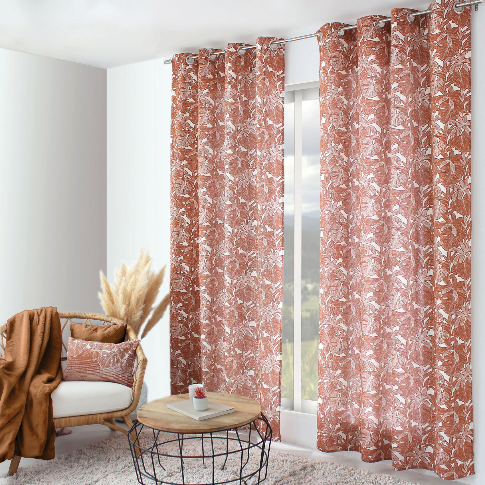 Rideau imprimé feuilles à oeillets — vue 6