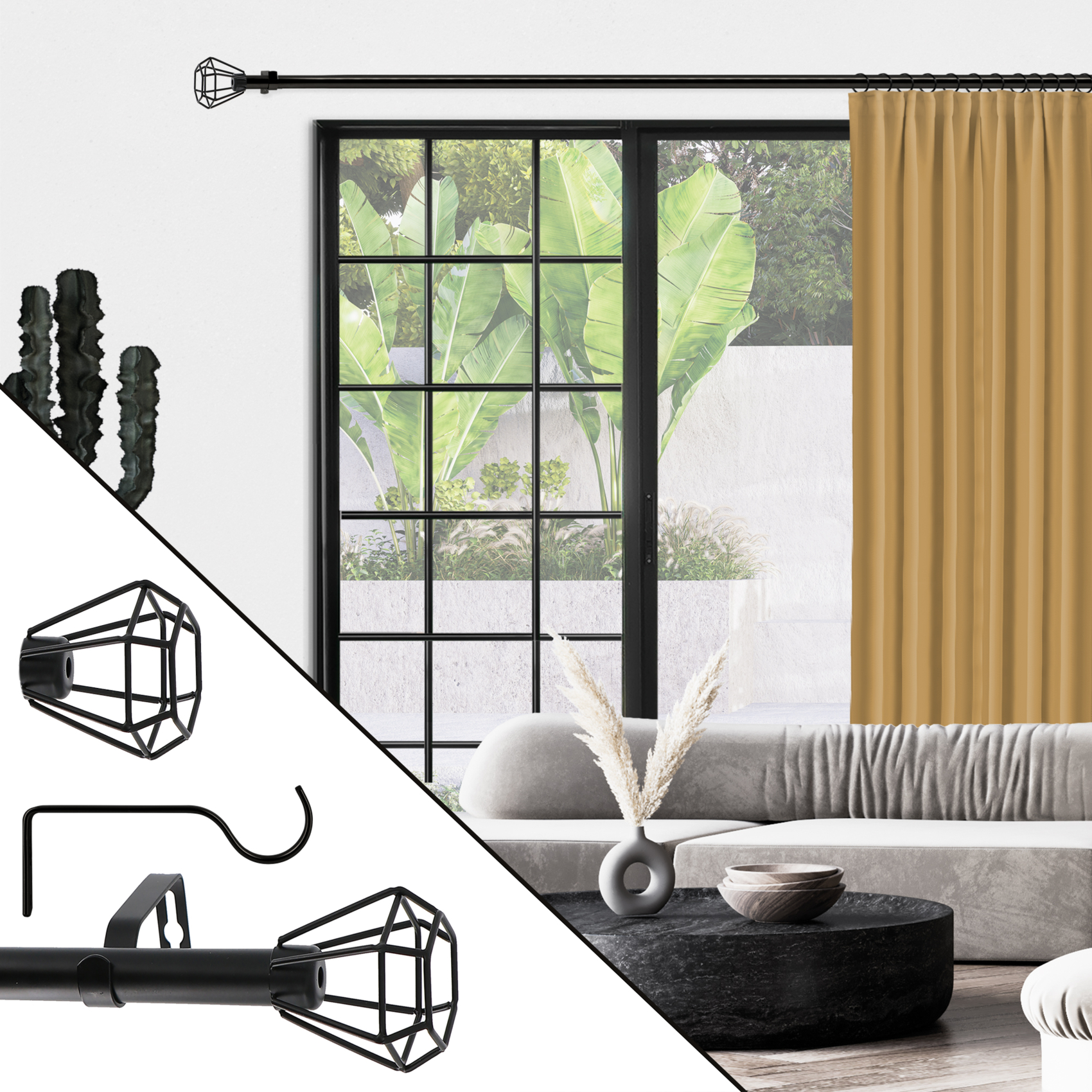 Kit tringle à rideaux extensible géométrique — vue 3