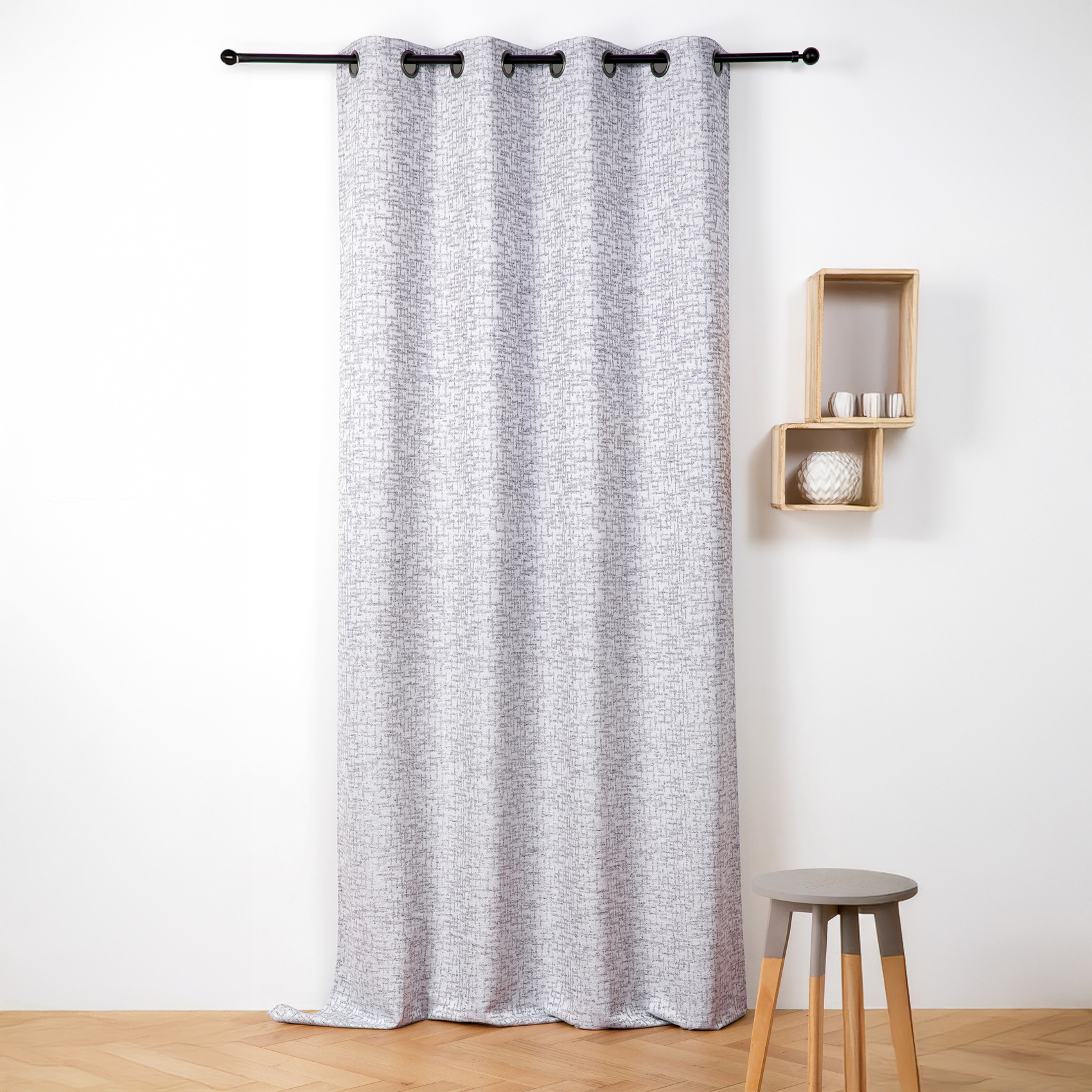 Rideau jacquard à oeillets effet tweed — vue 5