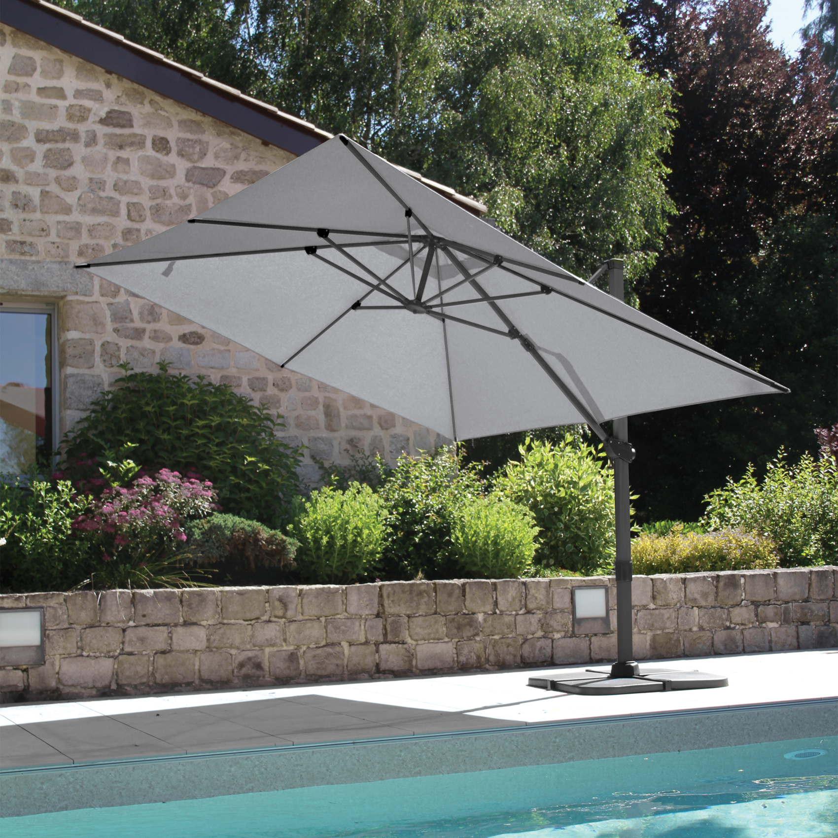 Grand parasol rectangulaire avec rotation 360° — vue 3