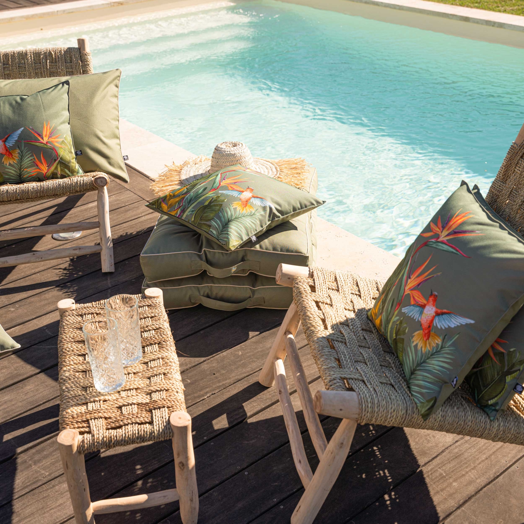 Coussin extérieur décoratif à motif exotique — vue 6