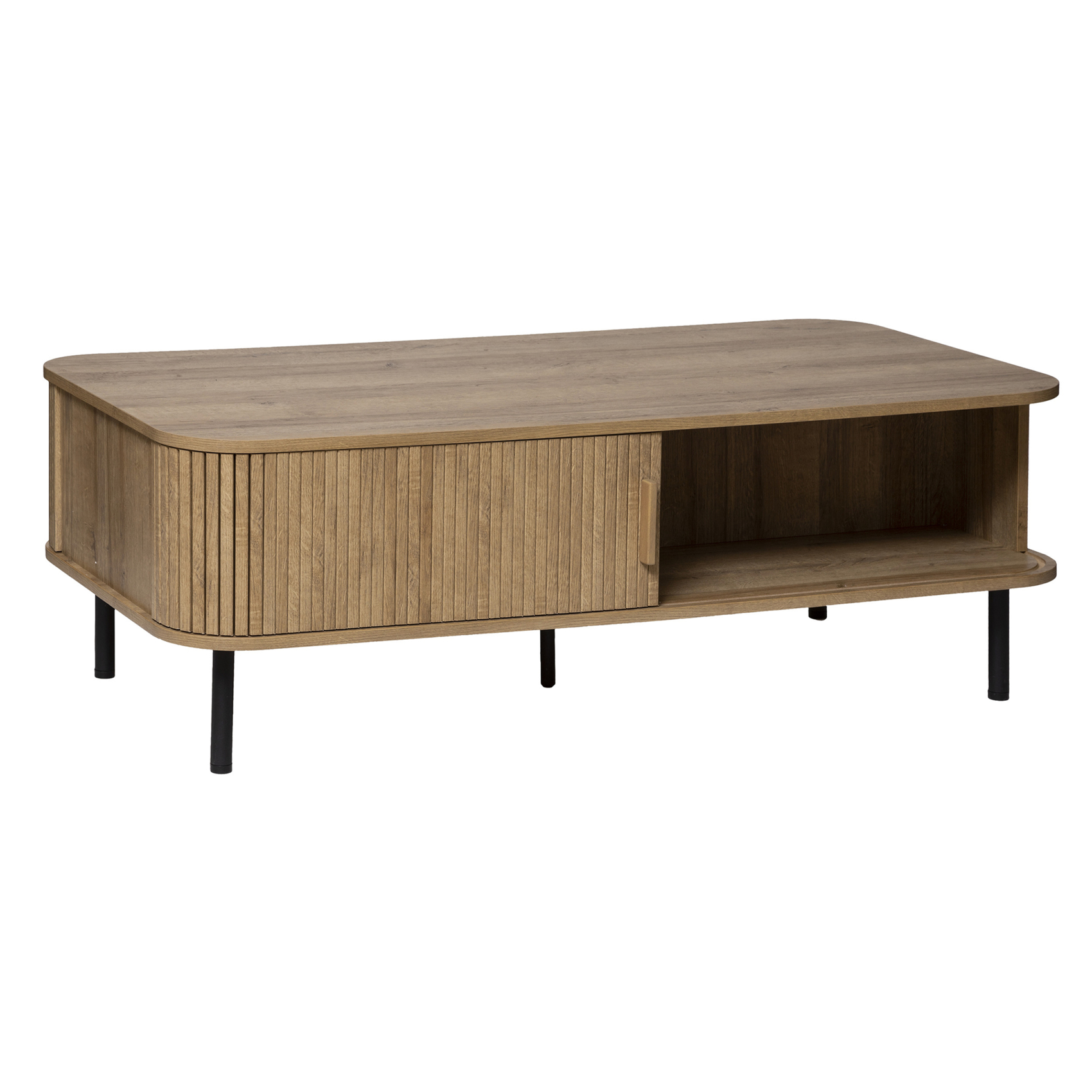 Table basse avec portes coulissantes cannelées