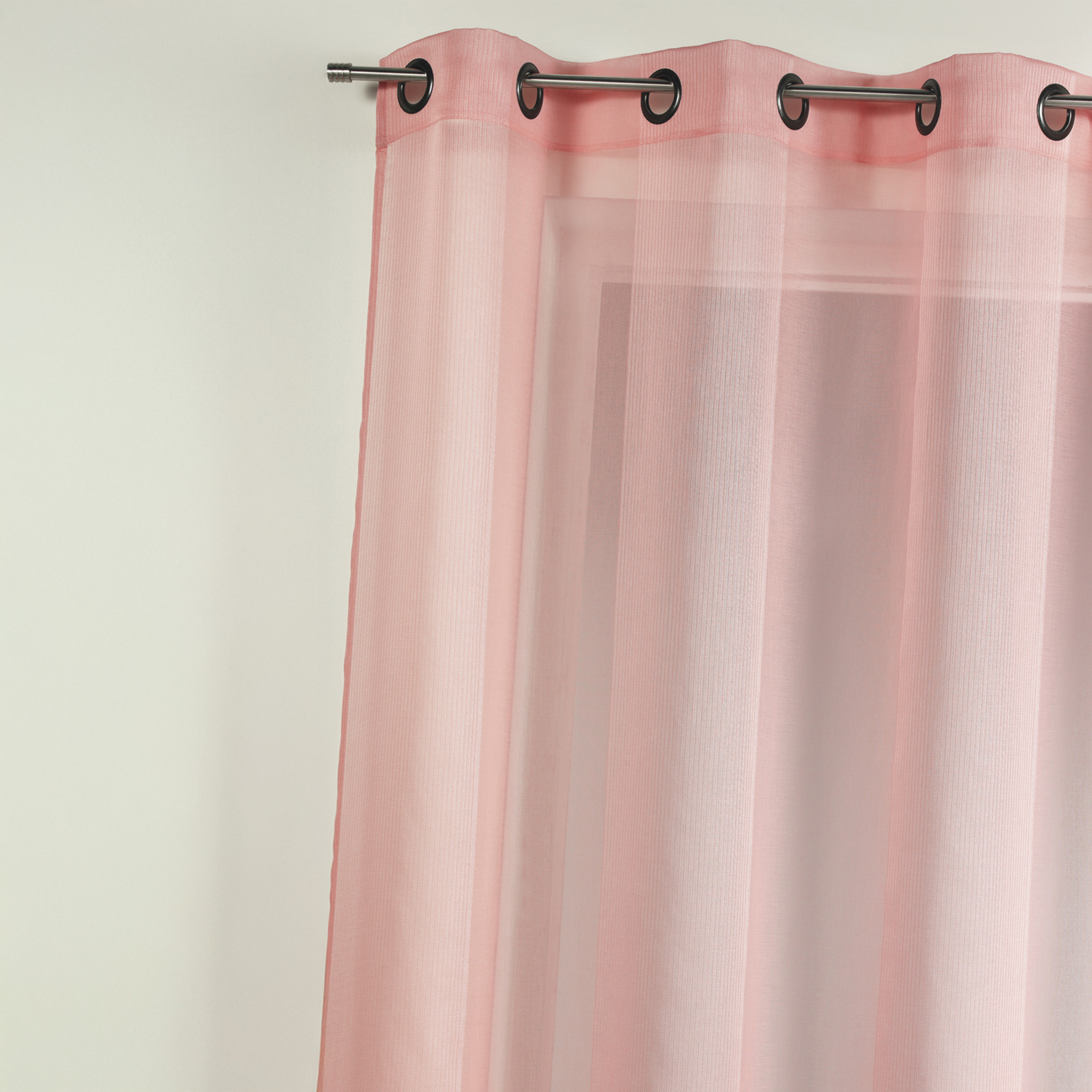 Voilage en étamine uni avec rayures ton sur ton