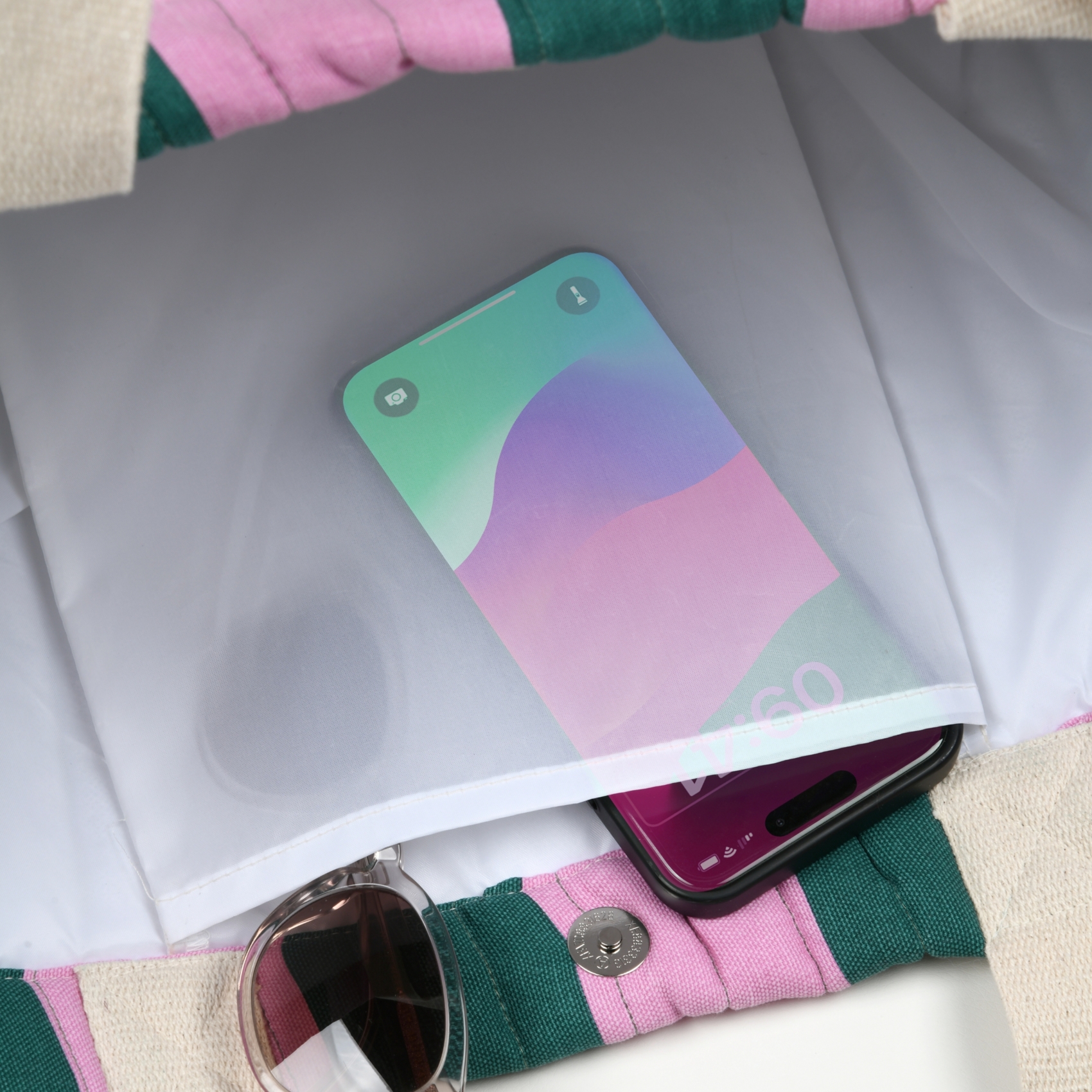 Sac cabas matelassé à bandes AMOUR — vue 3