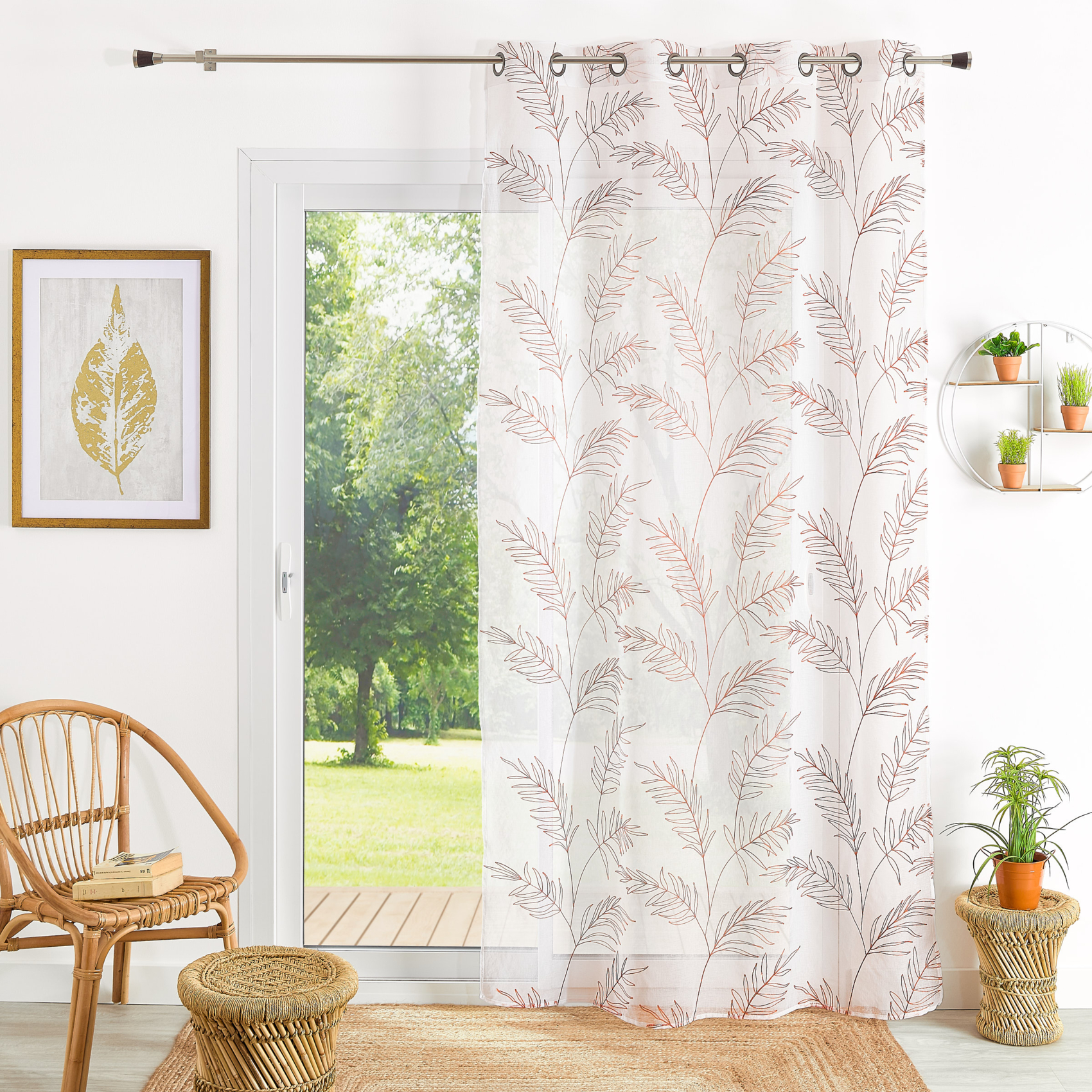 Voilage brodé motif feuilles — vue 4