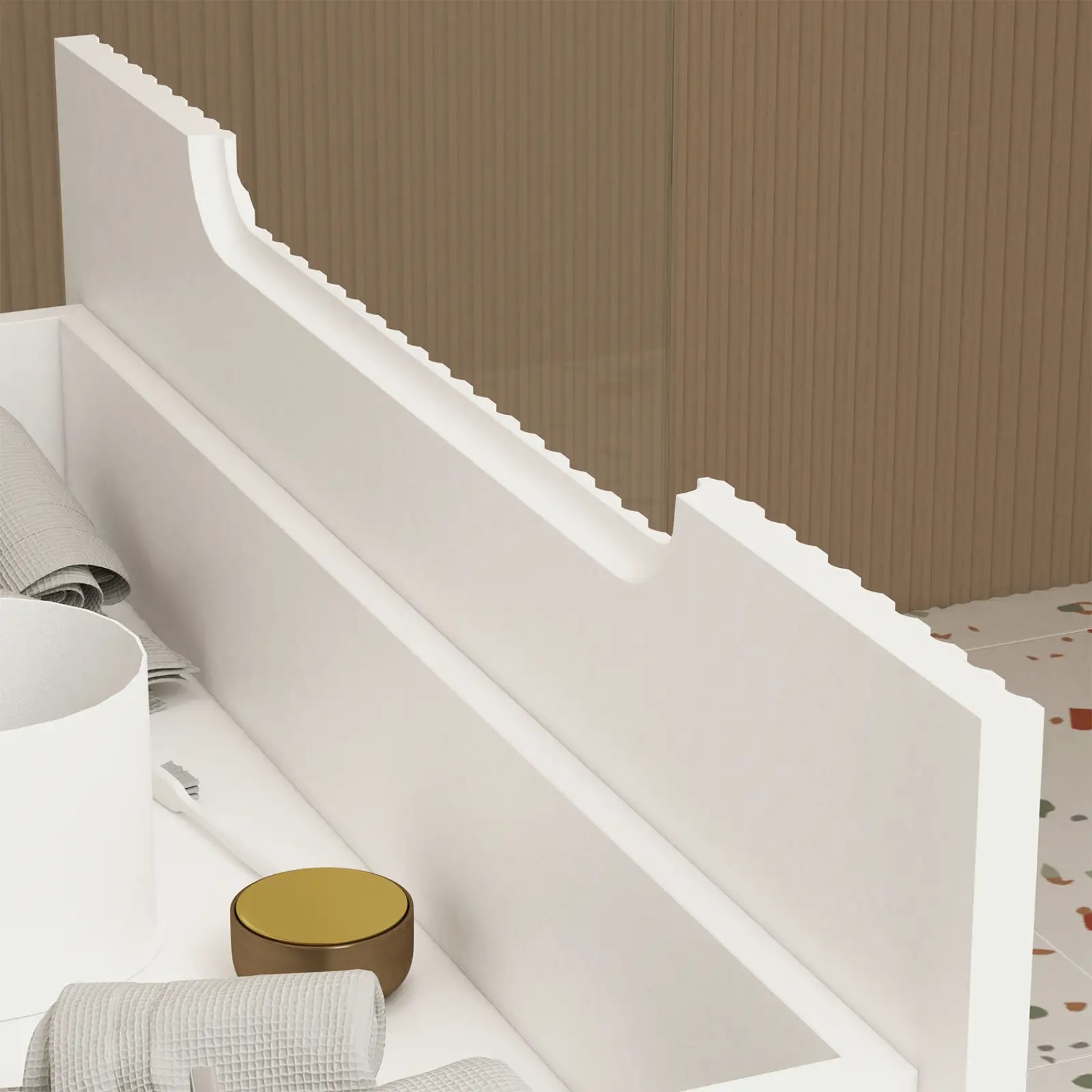 Meuble de salle de bain ondulé à suspendre avec vasque à encastrer — vue 5