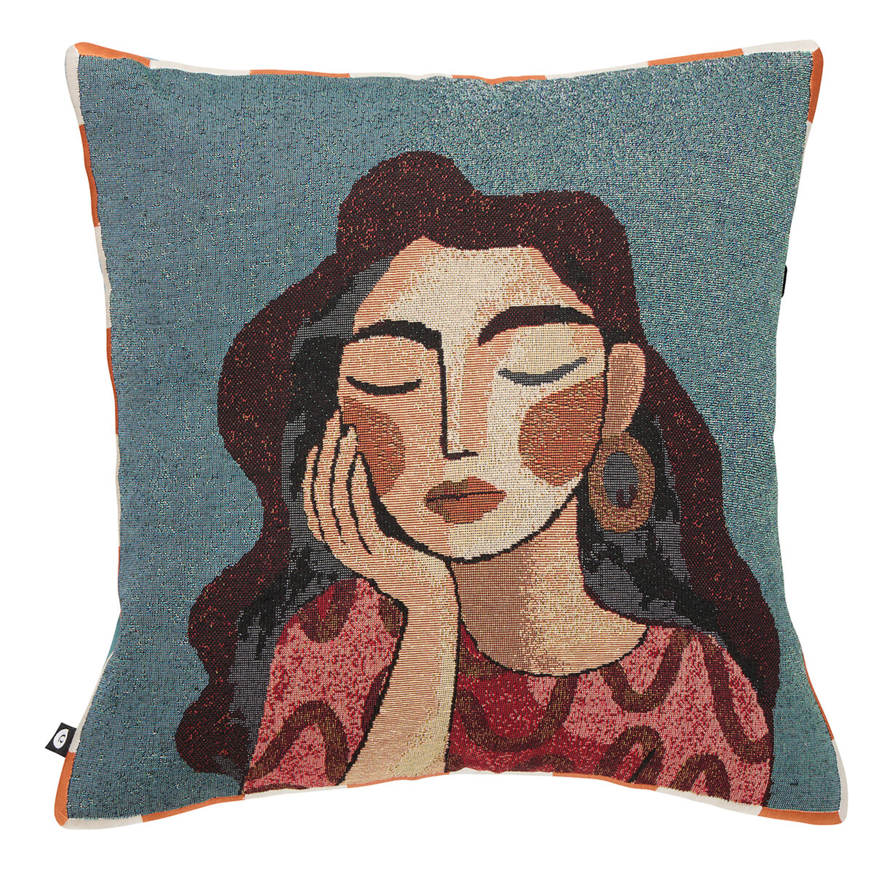 Coussin décoratif jacquard à motif portrait