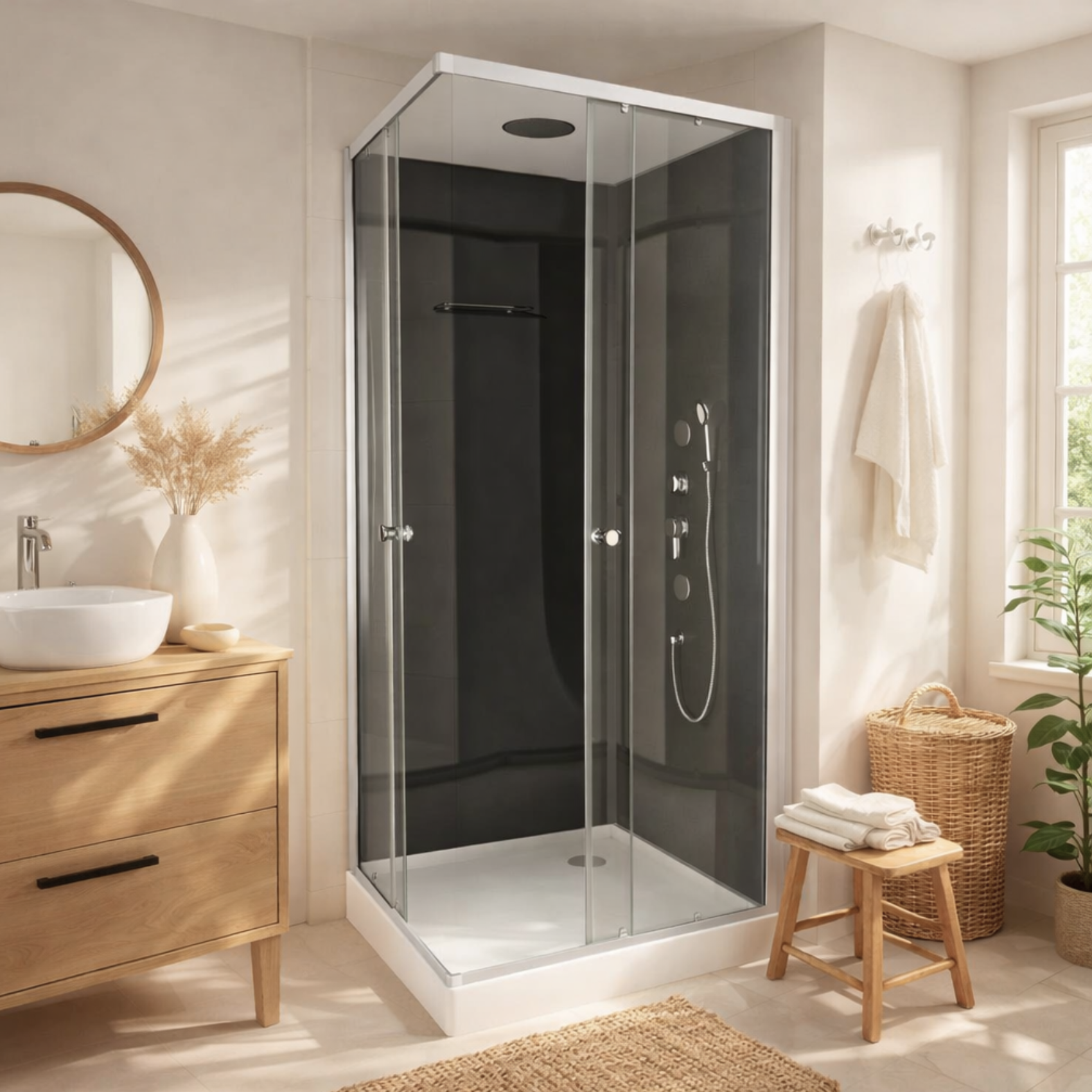 Cabine de douche ouverture angle — vue 4