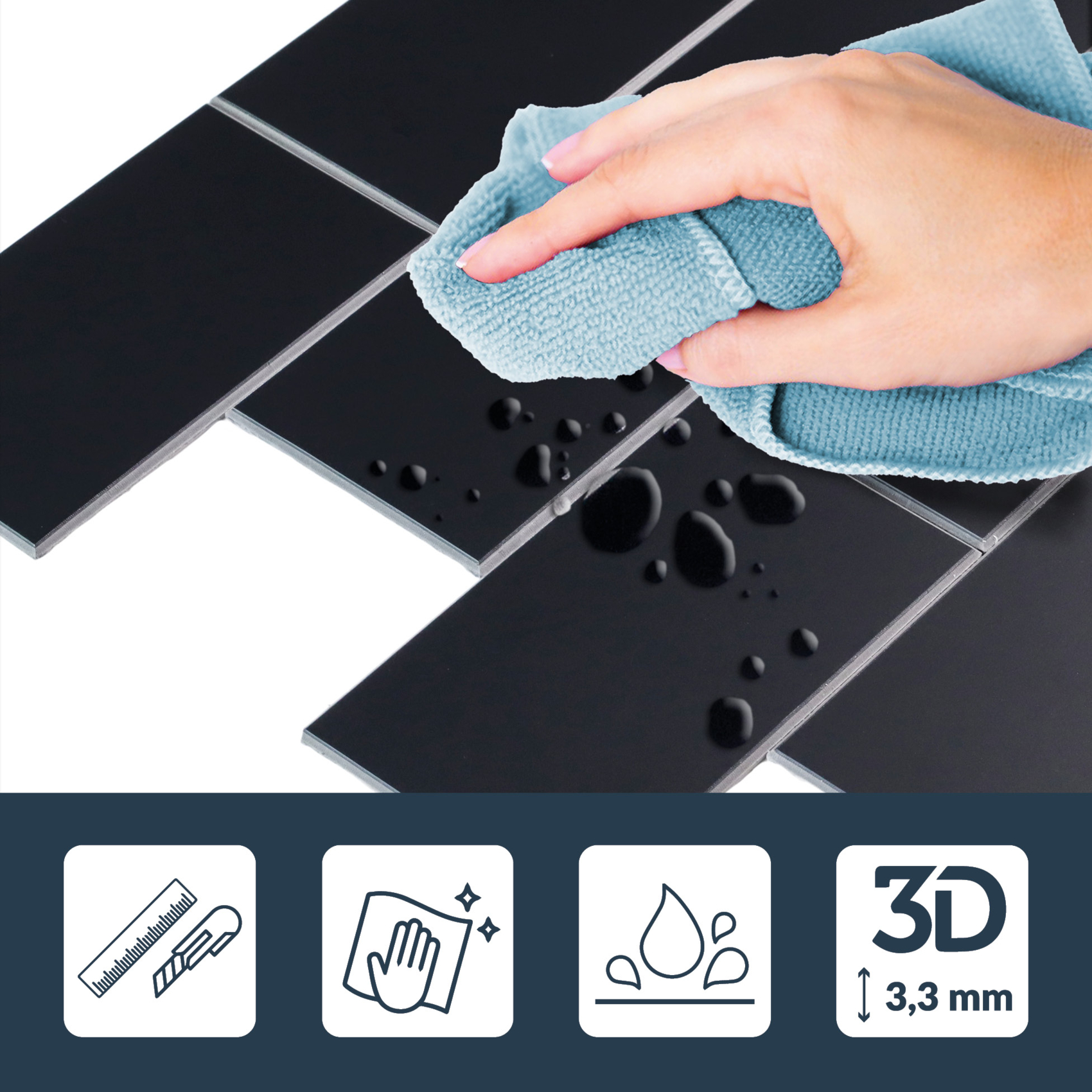 Lot de 4 crédences adhésives murales 3D effet carrelage — vue 5