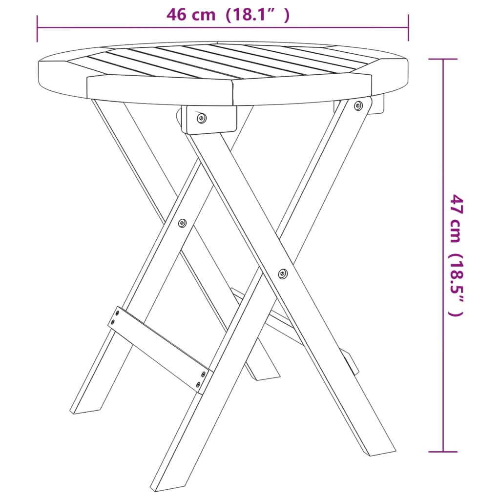 Table de bistro pliante ronde en bois — vue 3