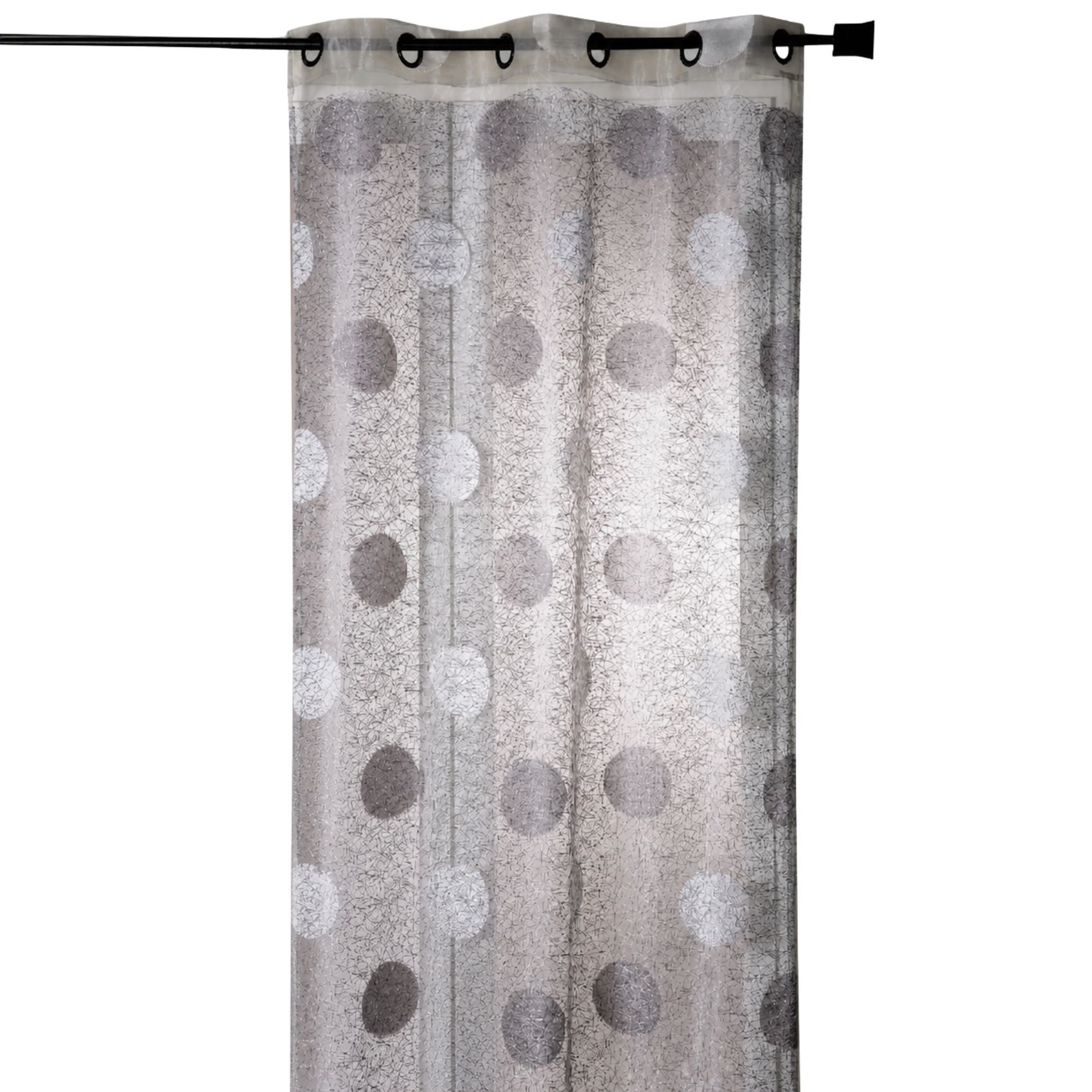 Voilage organza jacquard brodé motif gros ronds — vue 6