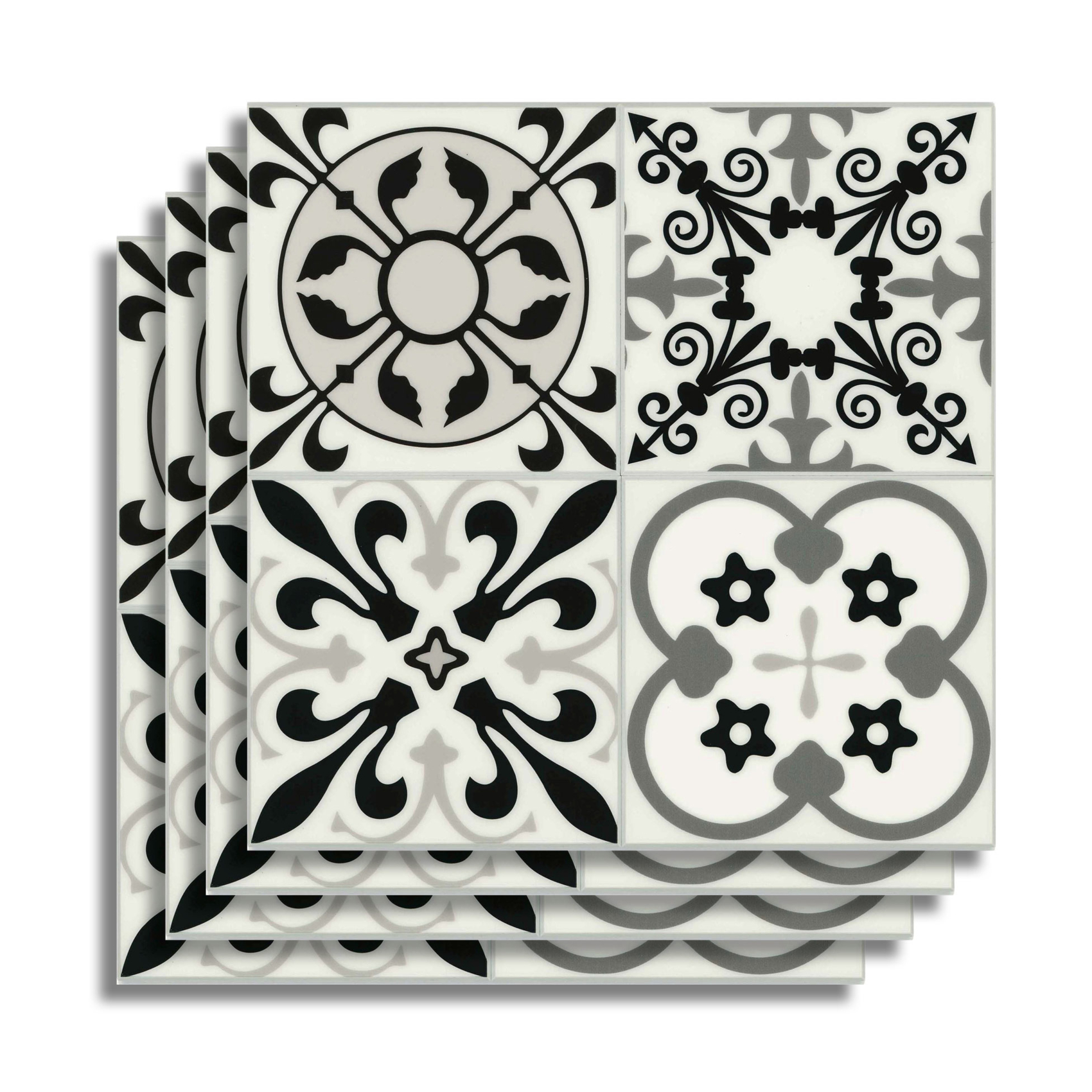 Lot de 4 crédences adhésives murales 3D motifs carreaux de ciment — vue 3