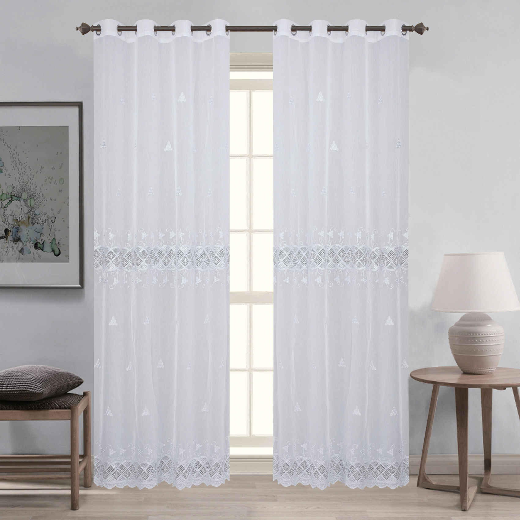 Paire de voilages macramé pour baie vitrée