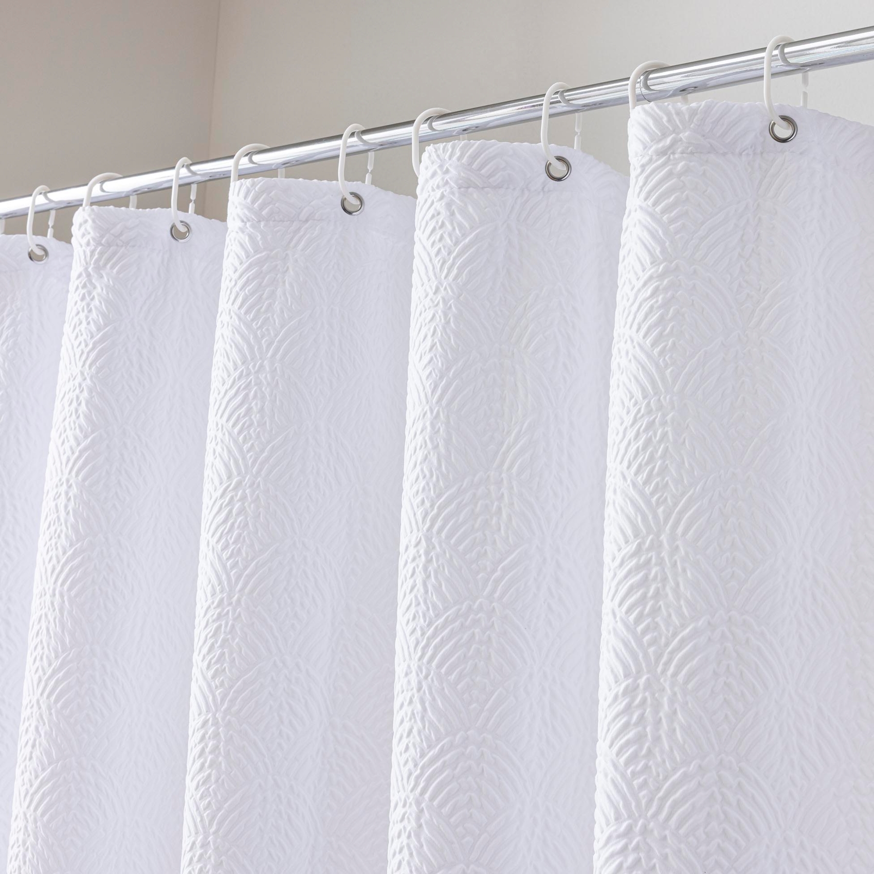 Rideau de douche gaufré en microfibre avec crochets — vue 3