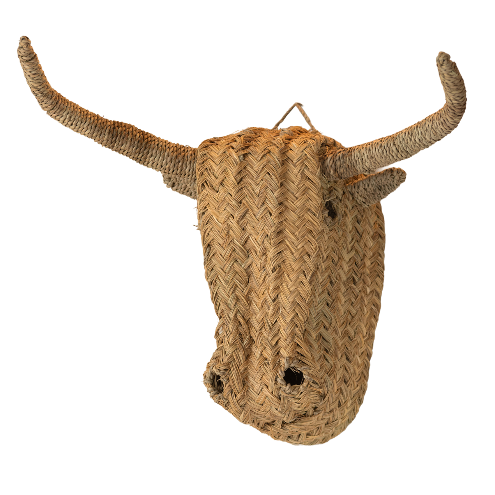 Déco murale tête de bœuf en paille XL