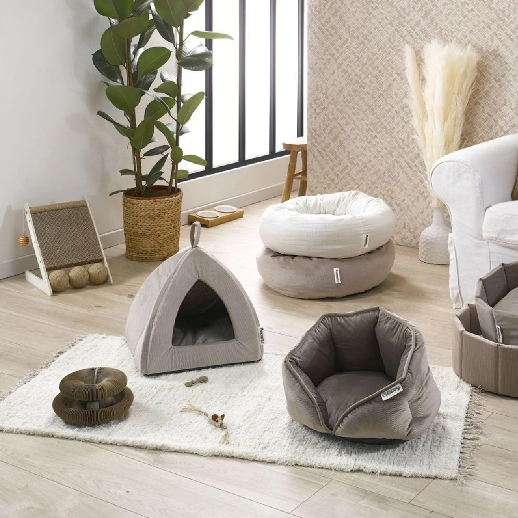 Tente velours côtelé pour chat — vue 5