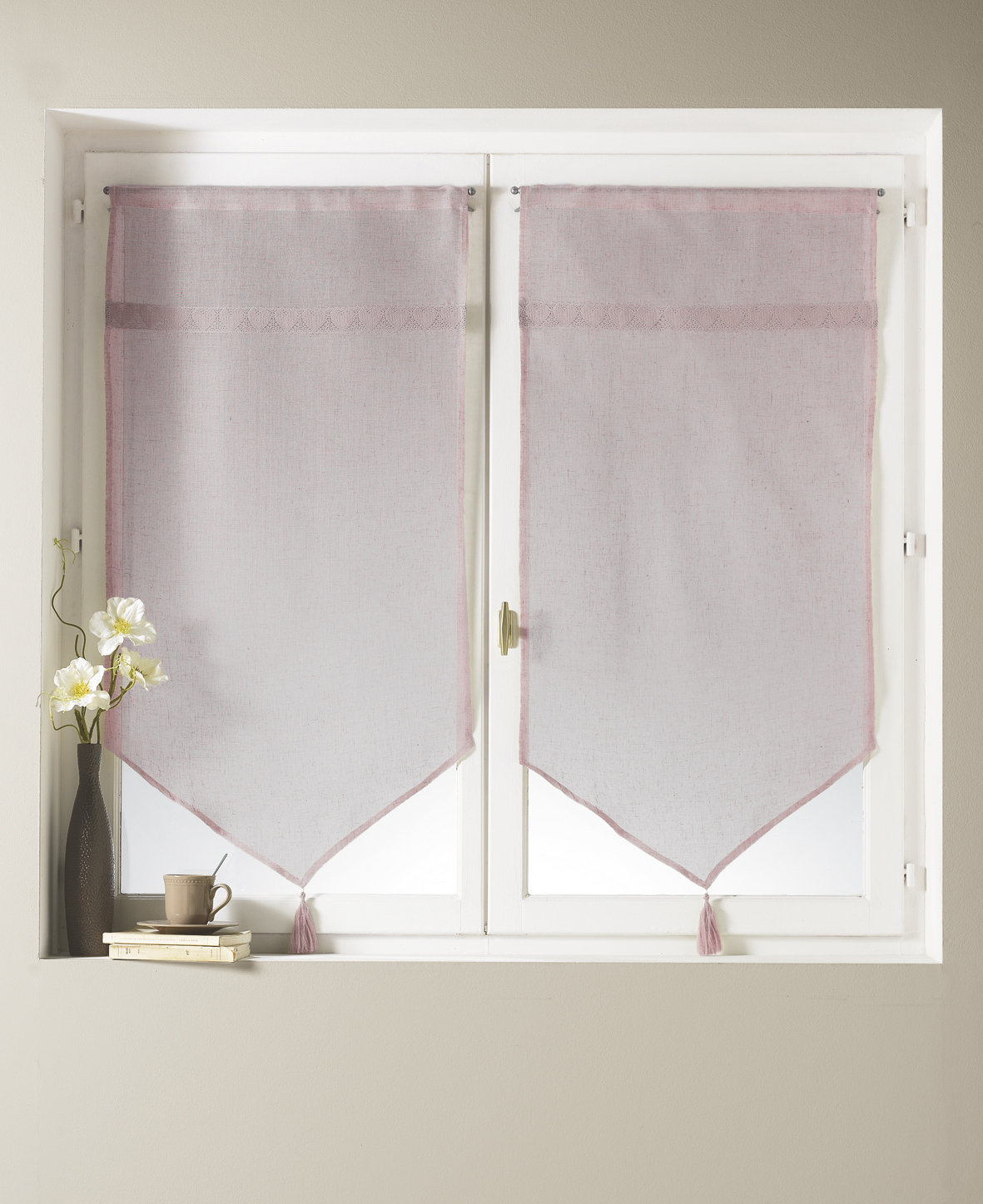 Paire de voilage à parement haut en macramé coeur — vue 4