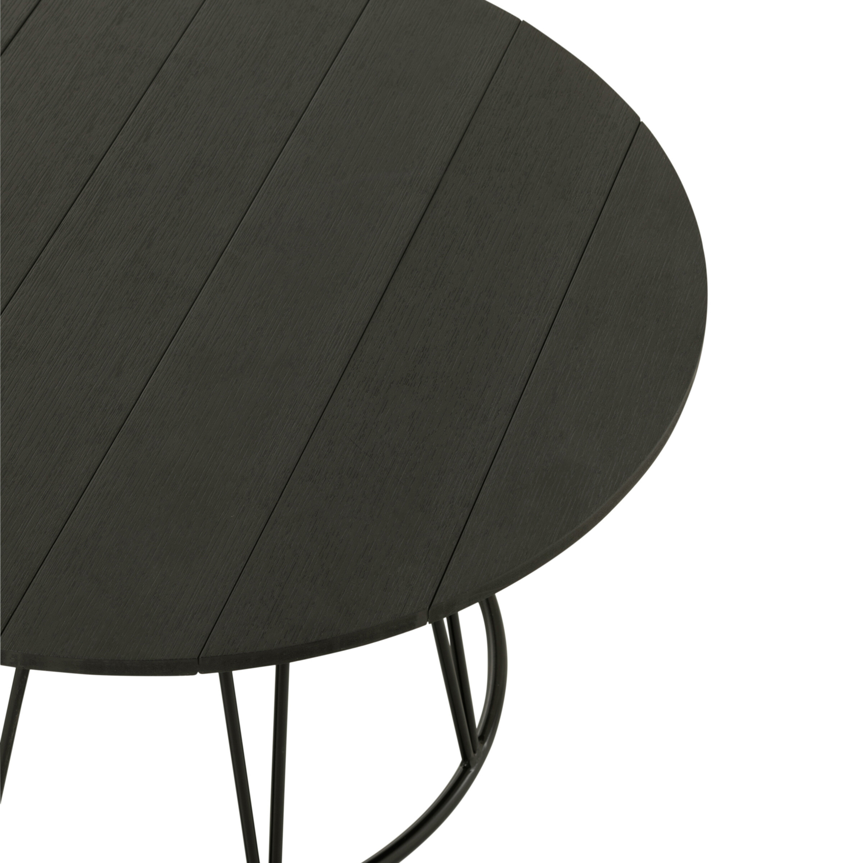 Table basse ronde effet bois et fer — vue 4