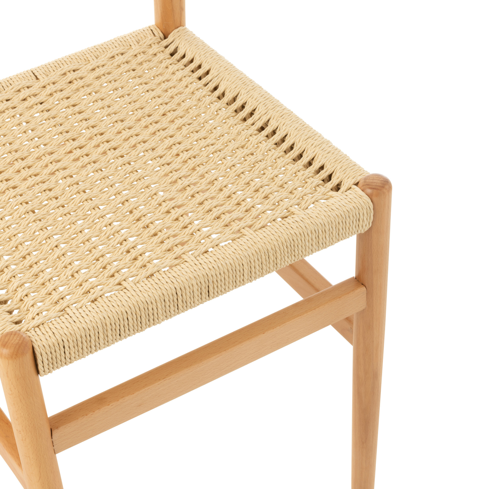 Chaise salle à manger en bois de hêtre et corde — vue 4