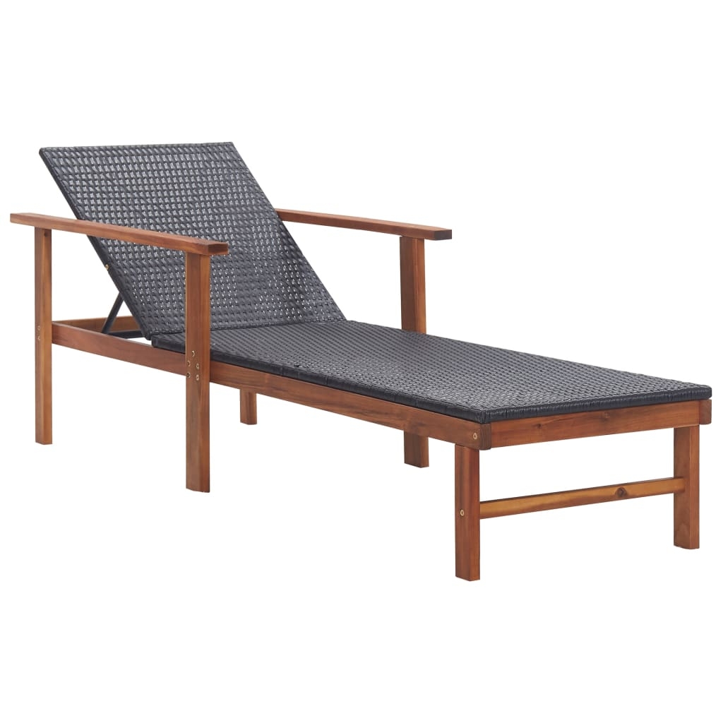 Chaise longue de jardin en bois résine tressée