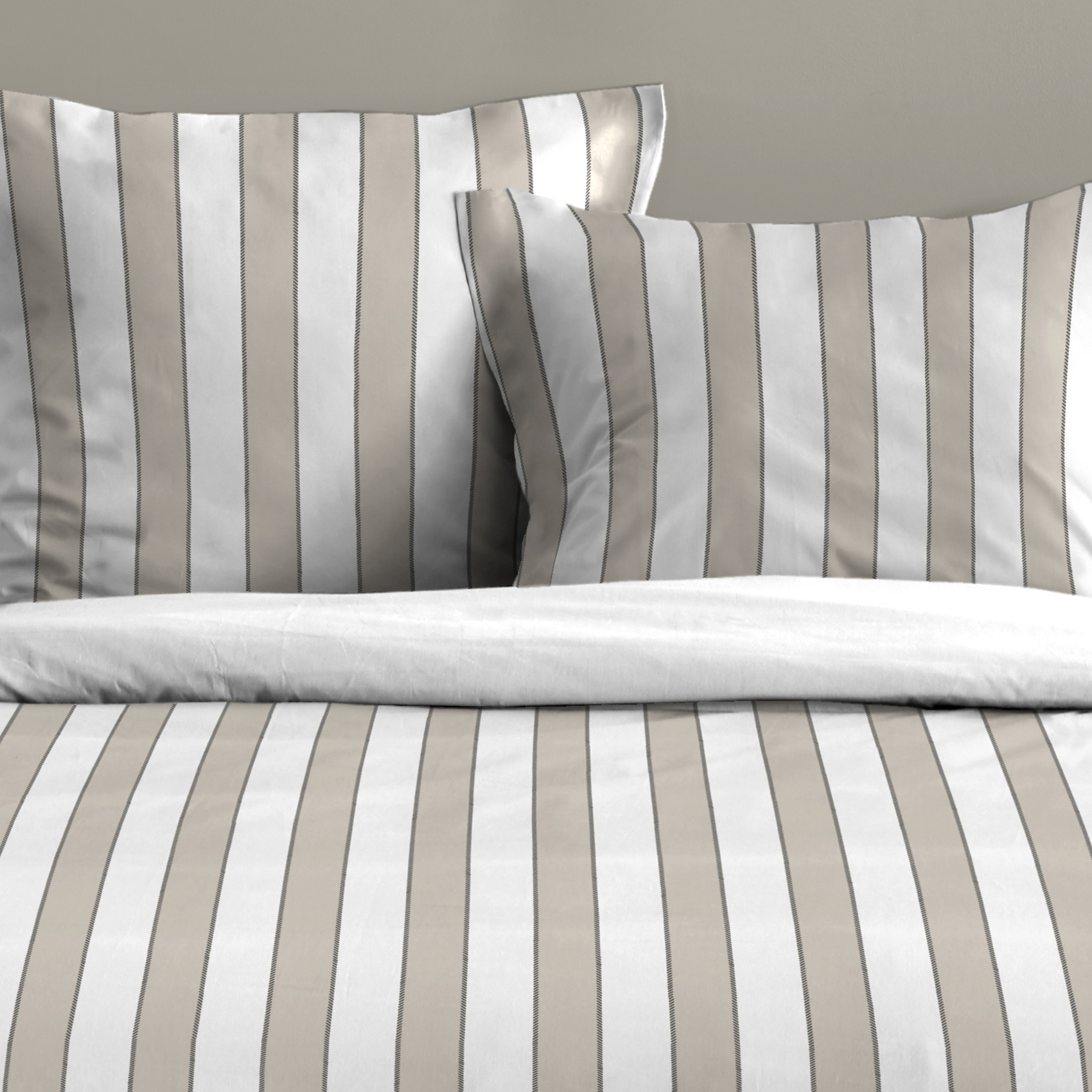 Parure de lit 3 pièces en coton imprimé rayures housse + taies — vue 3