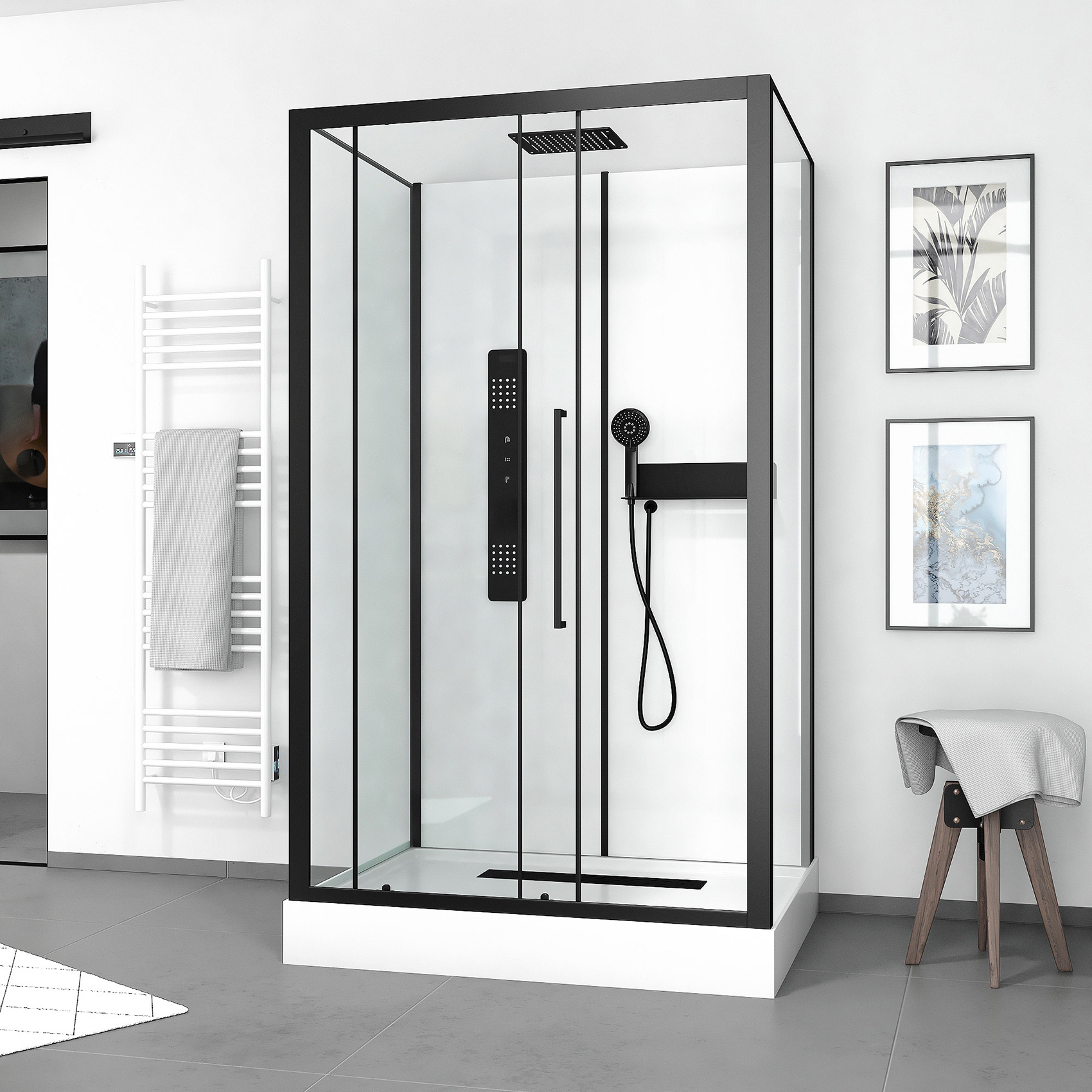 Cabine de douche rectangulaire design style industrielle — vue 6
