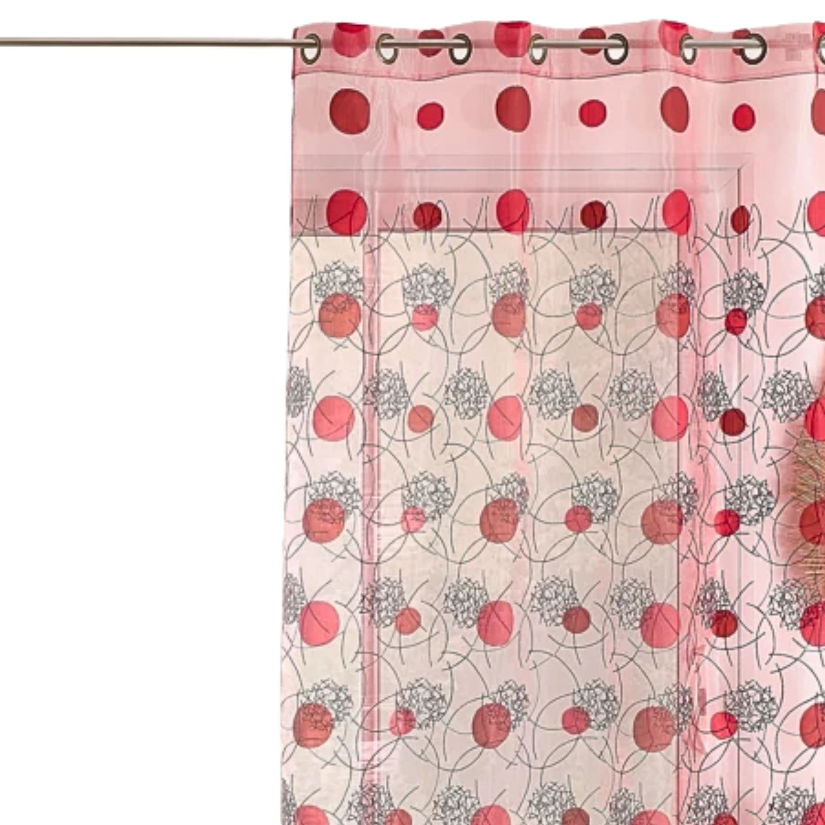 Voilage rouge motifs brodés — vue 3