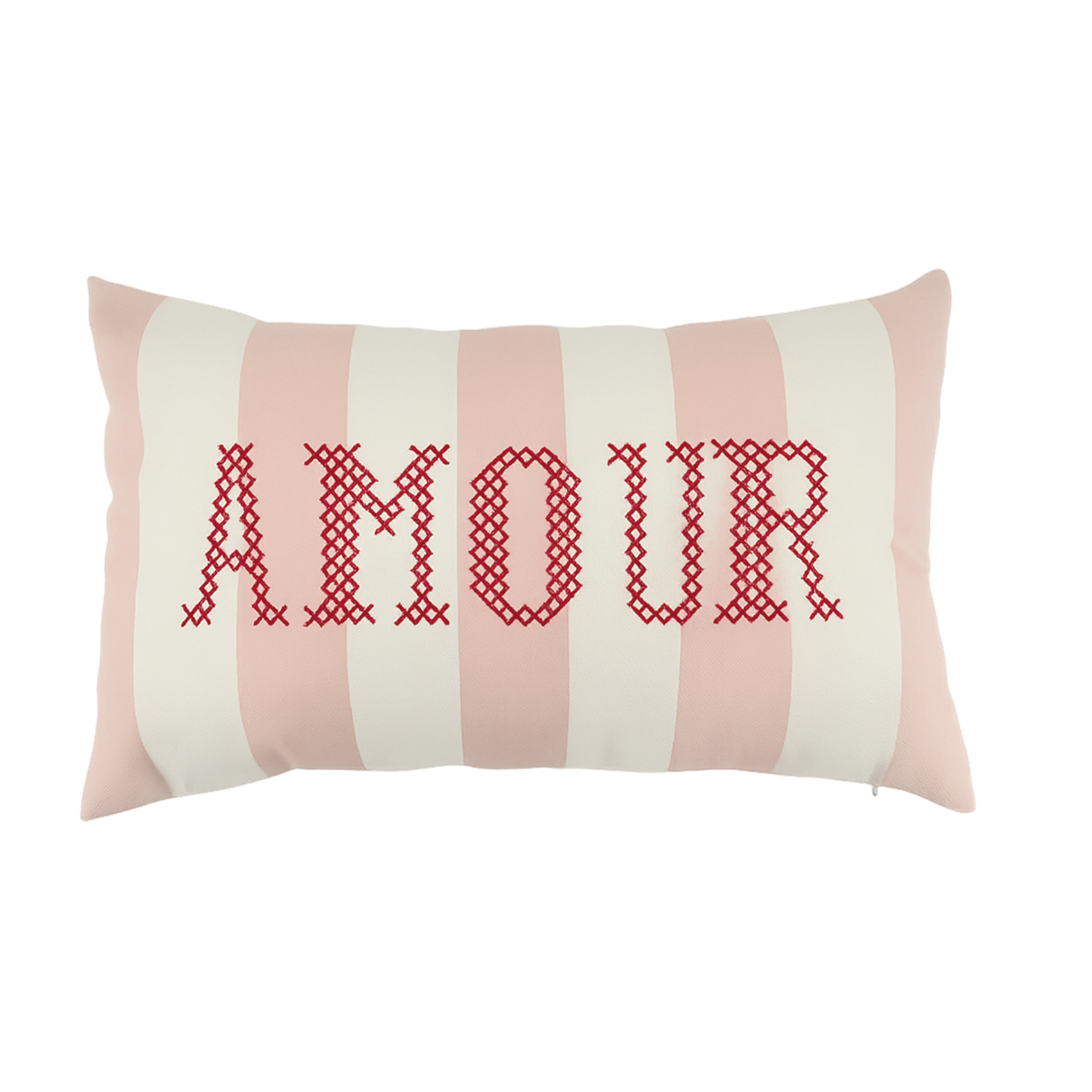 Coussin polylin rectangulaire amour brodée