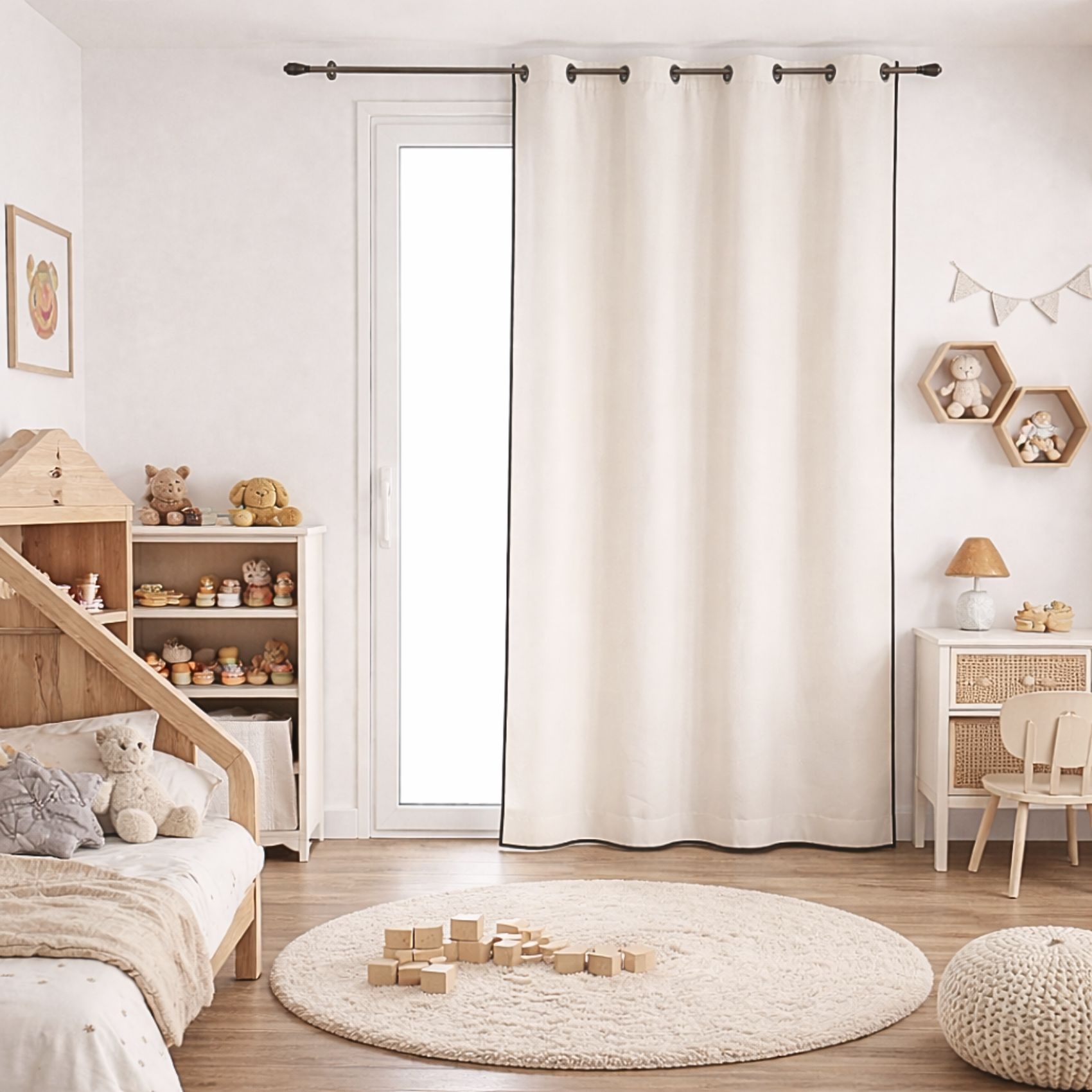 Rideau biais noir en polycoton — vue 5