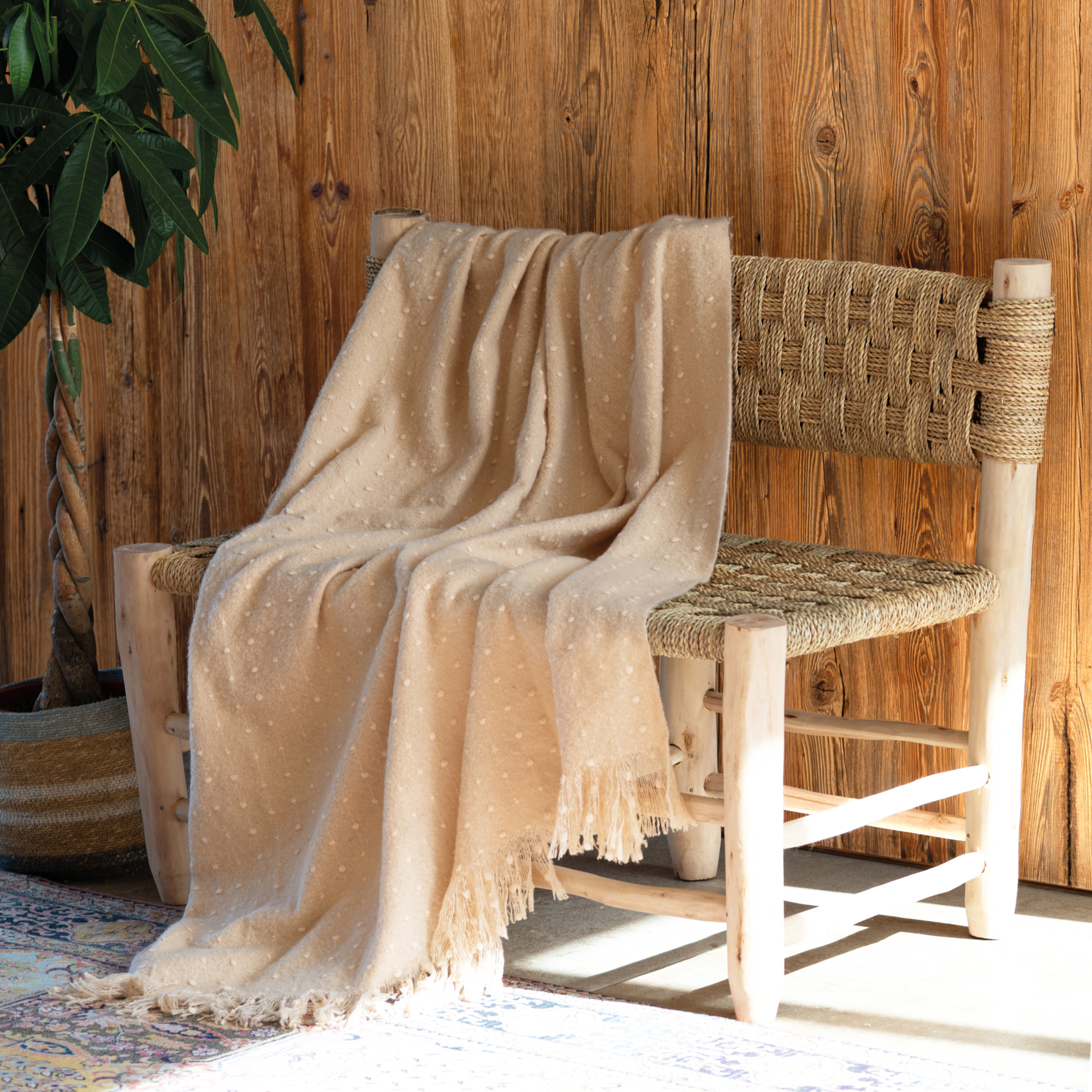 Plaid doux à franges aspect mohair