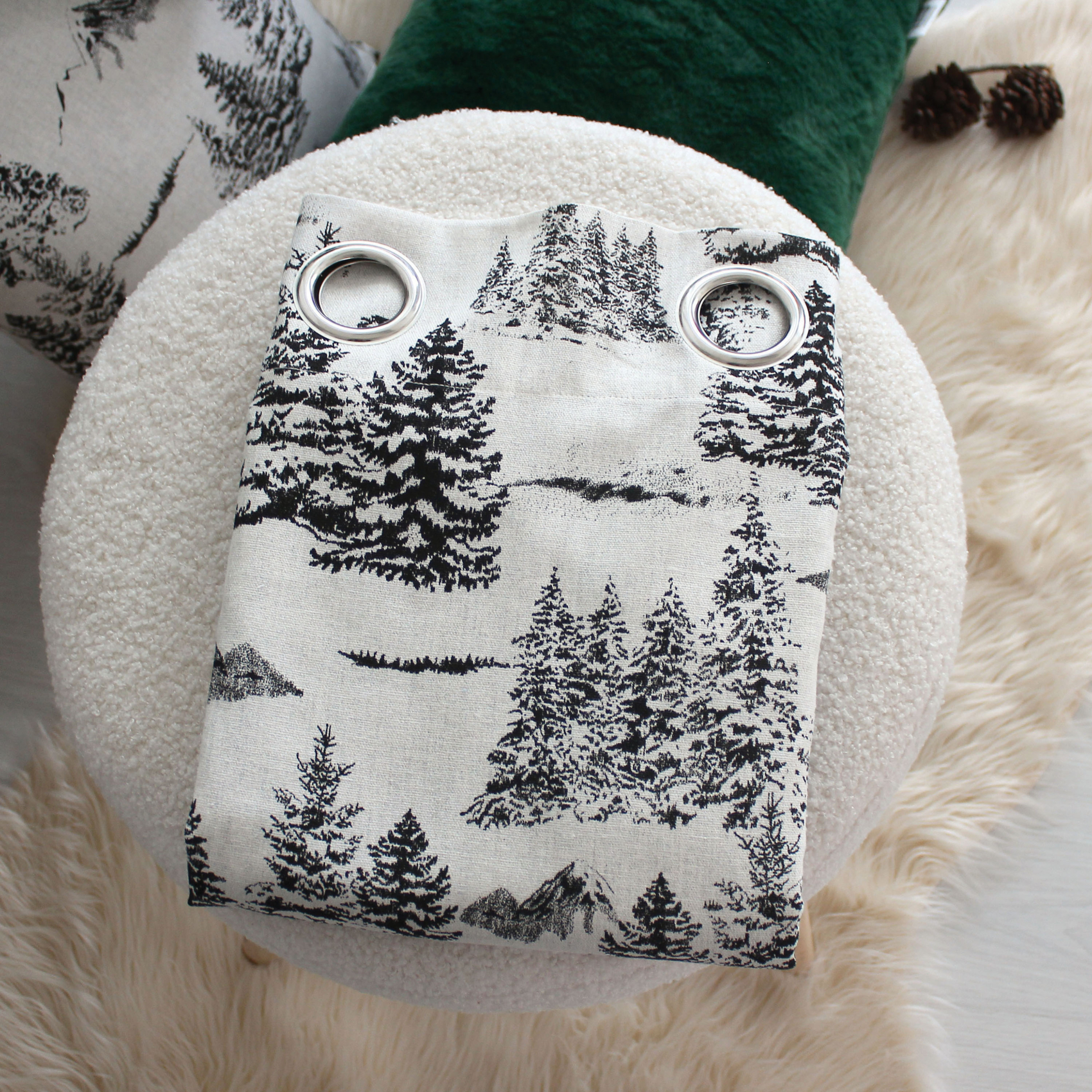 Rideau imprimé montagne en coton recyclé — vue 6