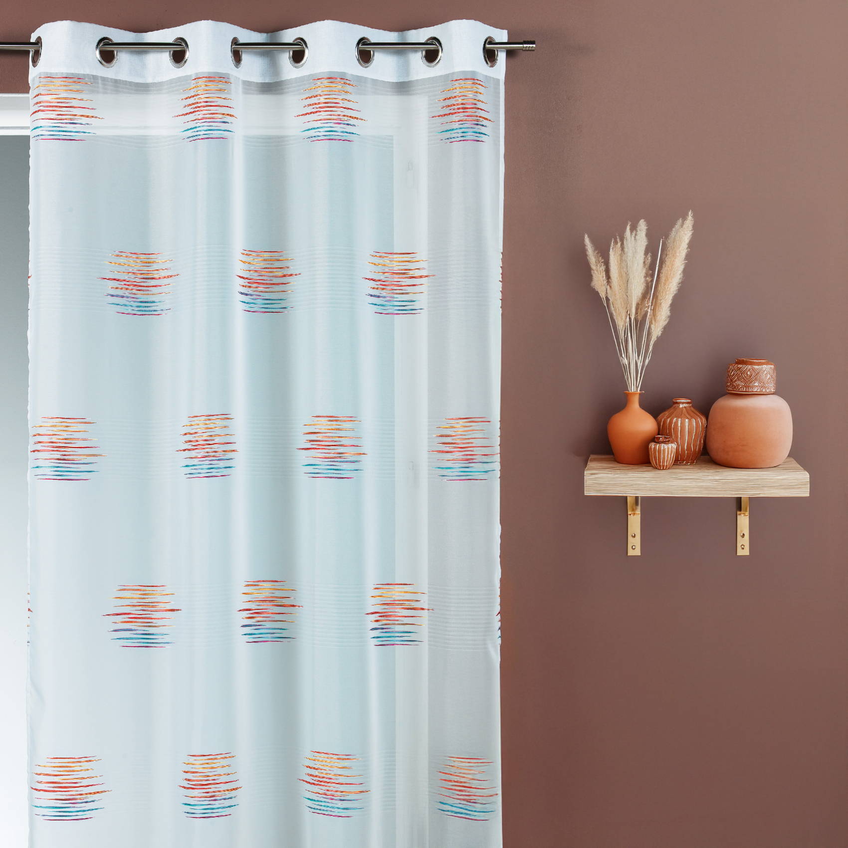 Voilage en jacquard à imprimés fantaisie