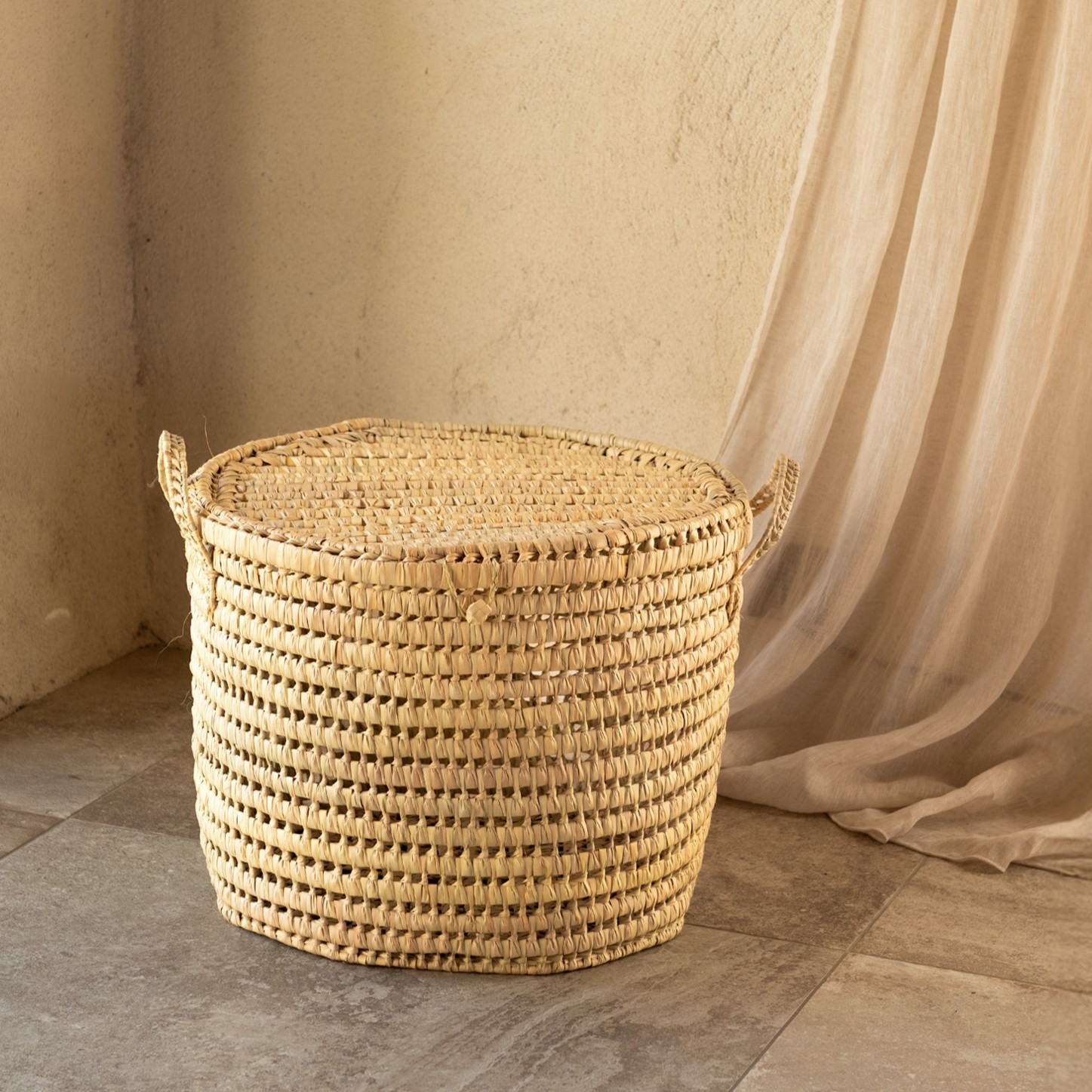 Malle ronde feuille de palmier — vue 3