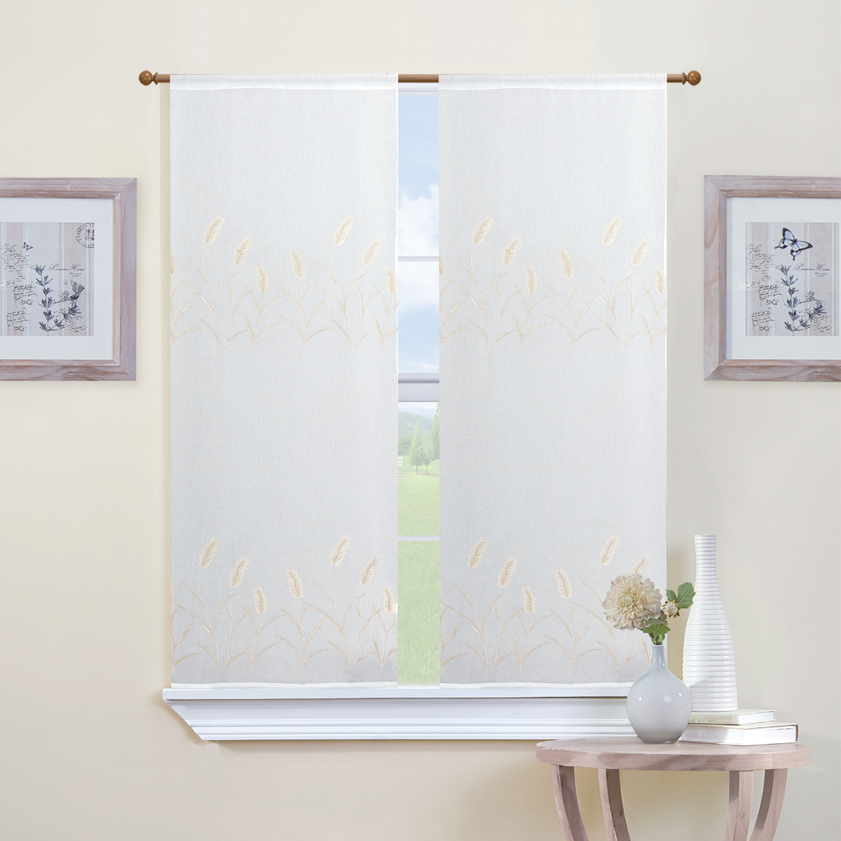 Paire de petits voilages brodés pour fenêtre — vue 3