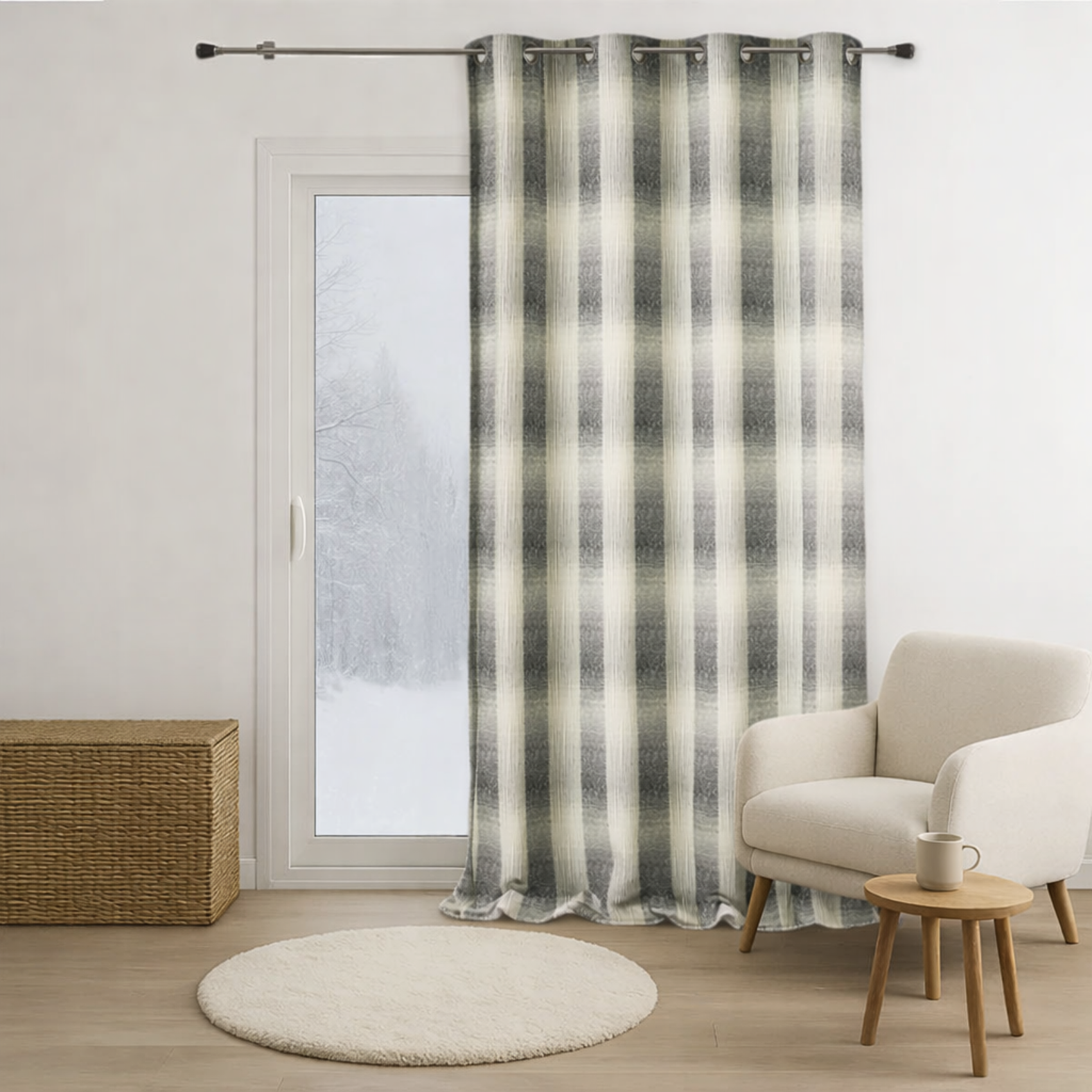 Rideau en Jacquard Effet Quadrillé