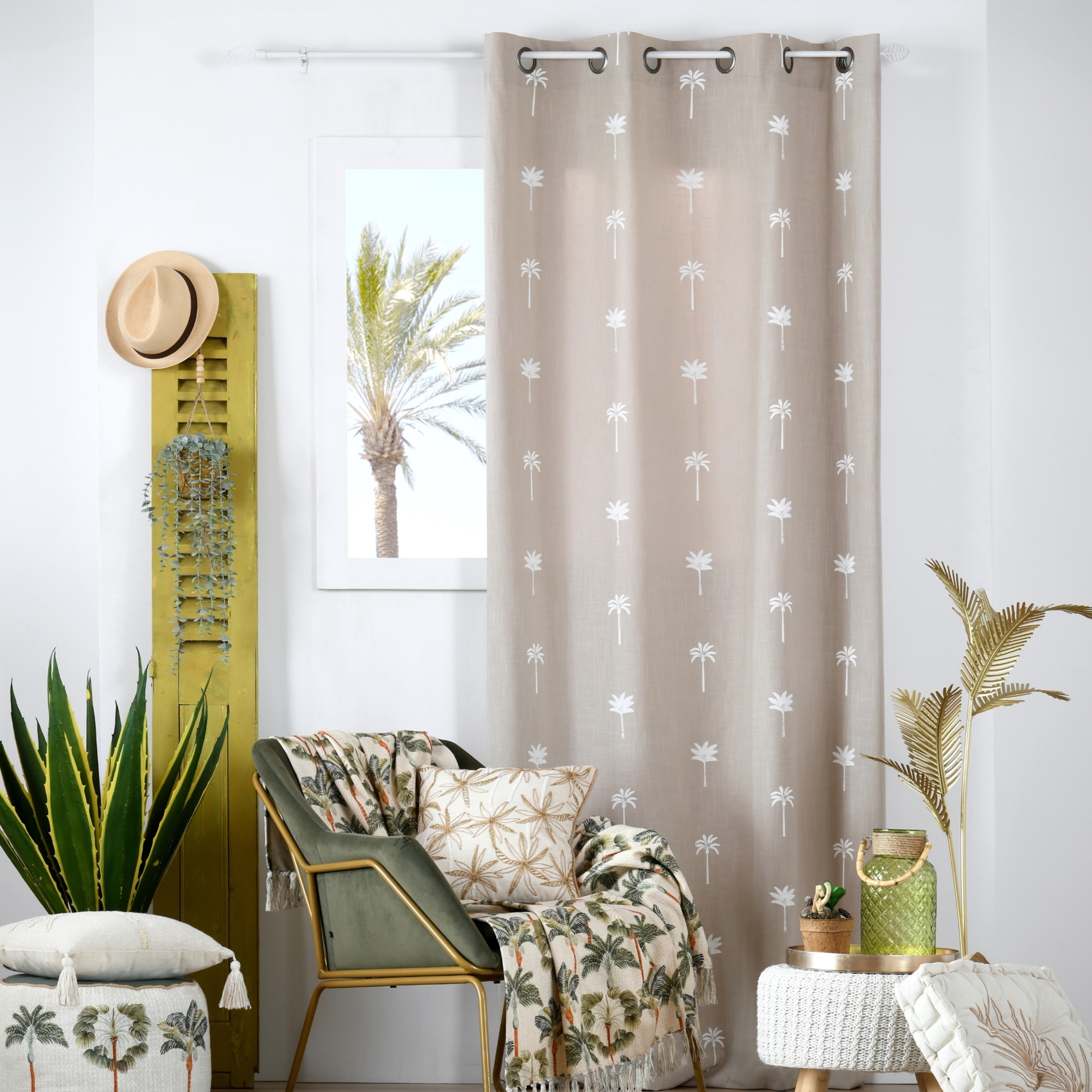 Rideau motifs palmier brodés — vue 5