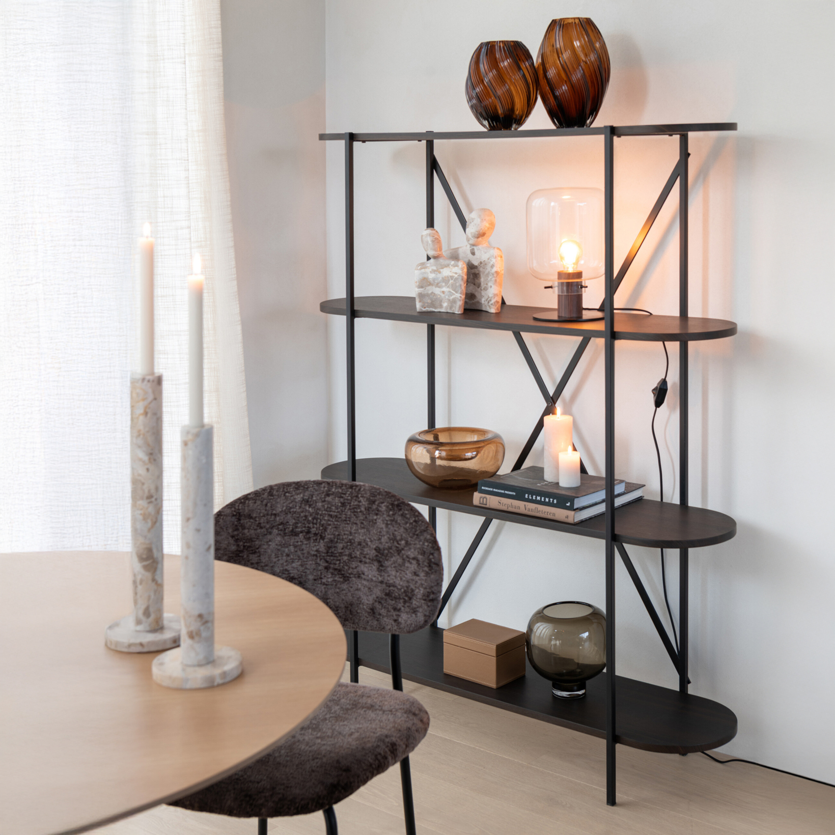 Étagère ovale en bois et métal — vue 4