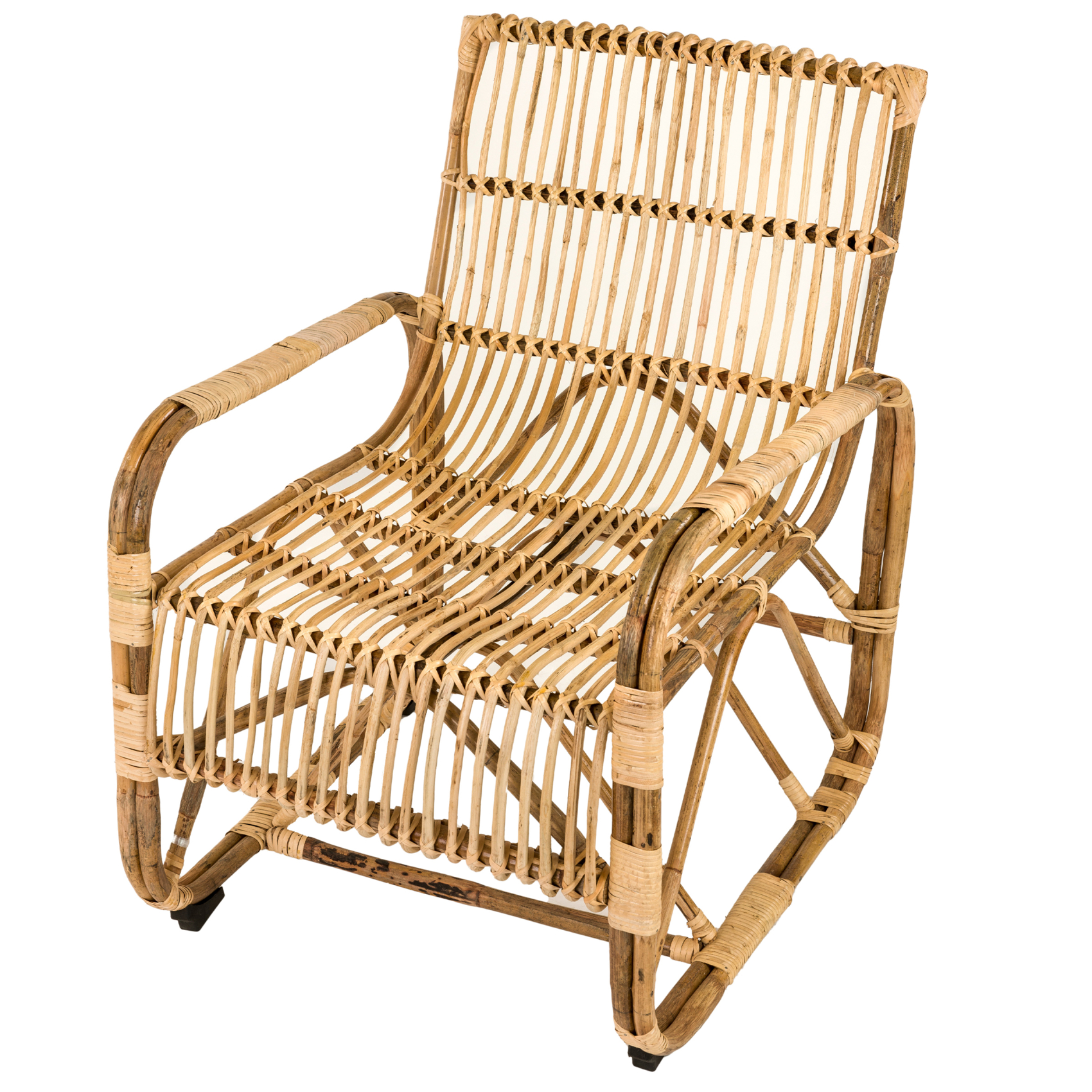 Fauteuil de jardin carré en rotin tressé avec accoudoirs — vue 3