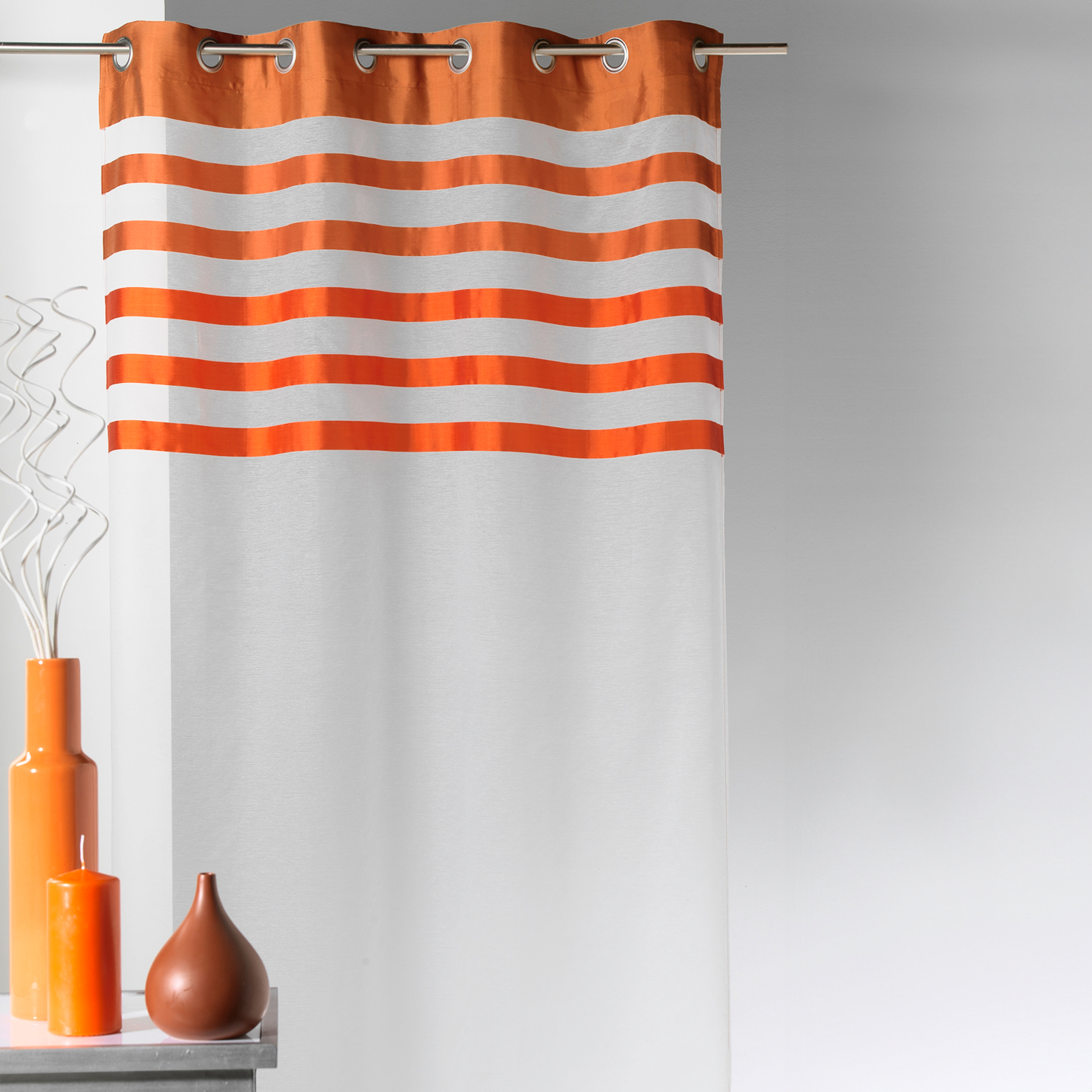 Voilage avec parement à rayures satinées et colorées — vue 6